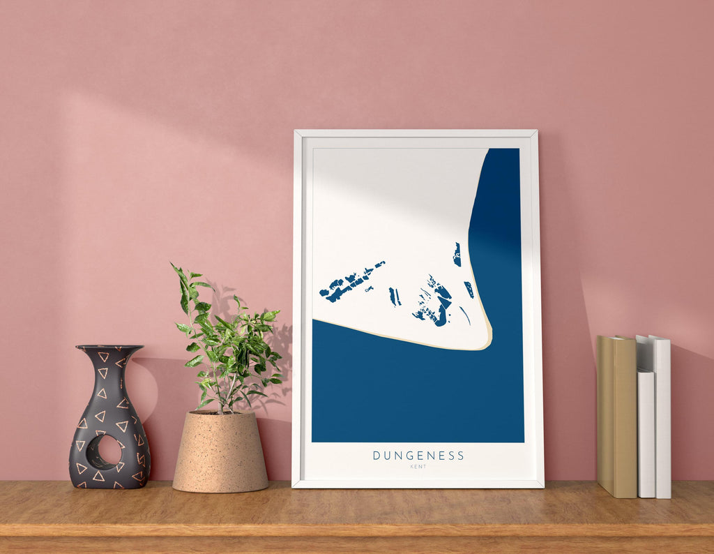 Dungeness Map Print - Dungeness Prints, Kent Map Art, Dungeness Travel Poster, Kent Coast, A1, A2, A3, A4, Dungeness Beach Art, UK Beach Art