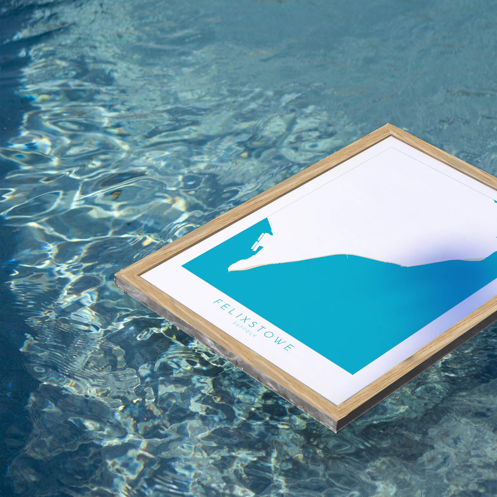 Felixstowe Print - Felixstowe Map, Suffolk Art, Suffolk Map, Felixstowe Poster, Felixstowe Beach, Suffolk Beach Art, UK Beaches, River Map