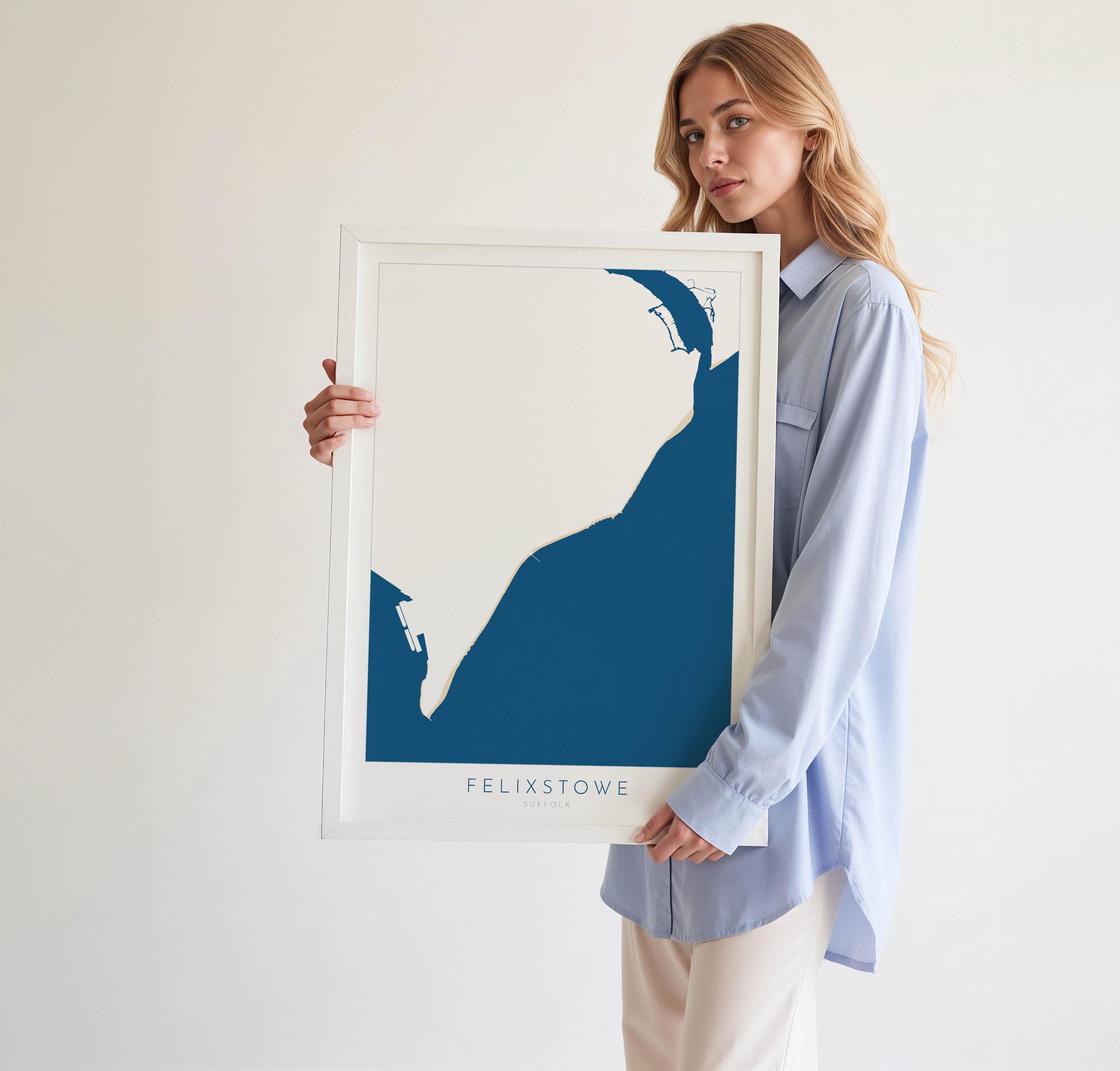 Felixstowe Print - Felixstowe Map, Suffolk Art, Suffolk Map, Felixstowe Poster, Felixstowe Beach, Suffolk Beach Art, UK Beaches, River Map