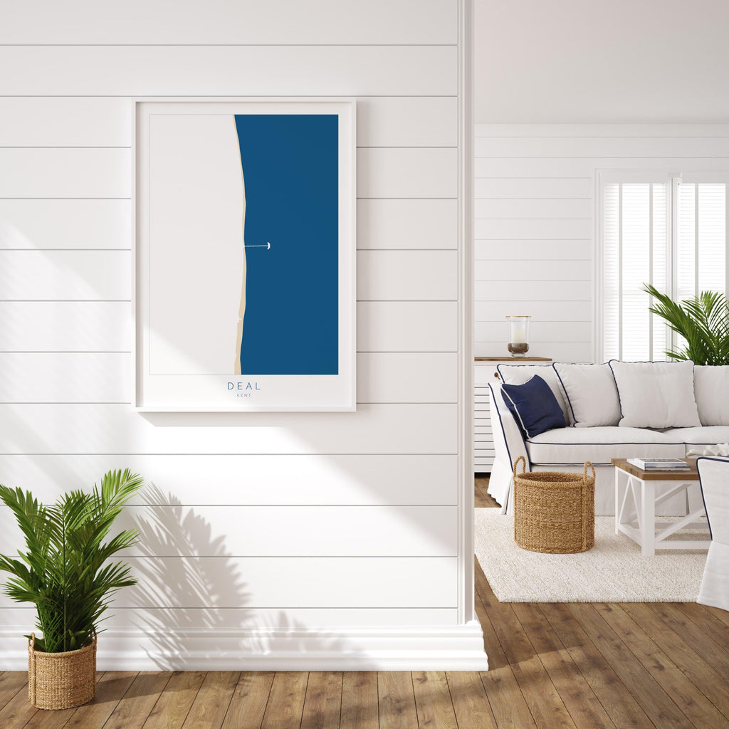 Deal Map Print - Kent Map Art, Kent Travel Poster, Kent Coast, A1, A2, A3, A4, Deal Beach Art, Deal Kent Map, Deal Pier, UK Map, Kent Gift