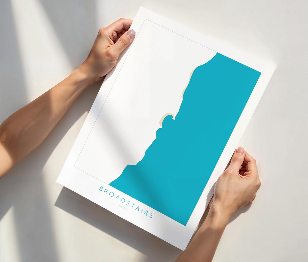 Broadstairs Map Print - Broadstairs Art Poster, Kent Map Art, Broadstairs Travel Poster, Kent Coast, A1, A2, A3, A4, Broadstairs Beach Art