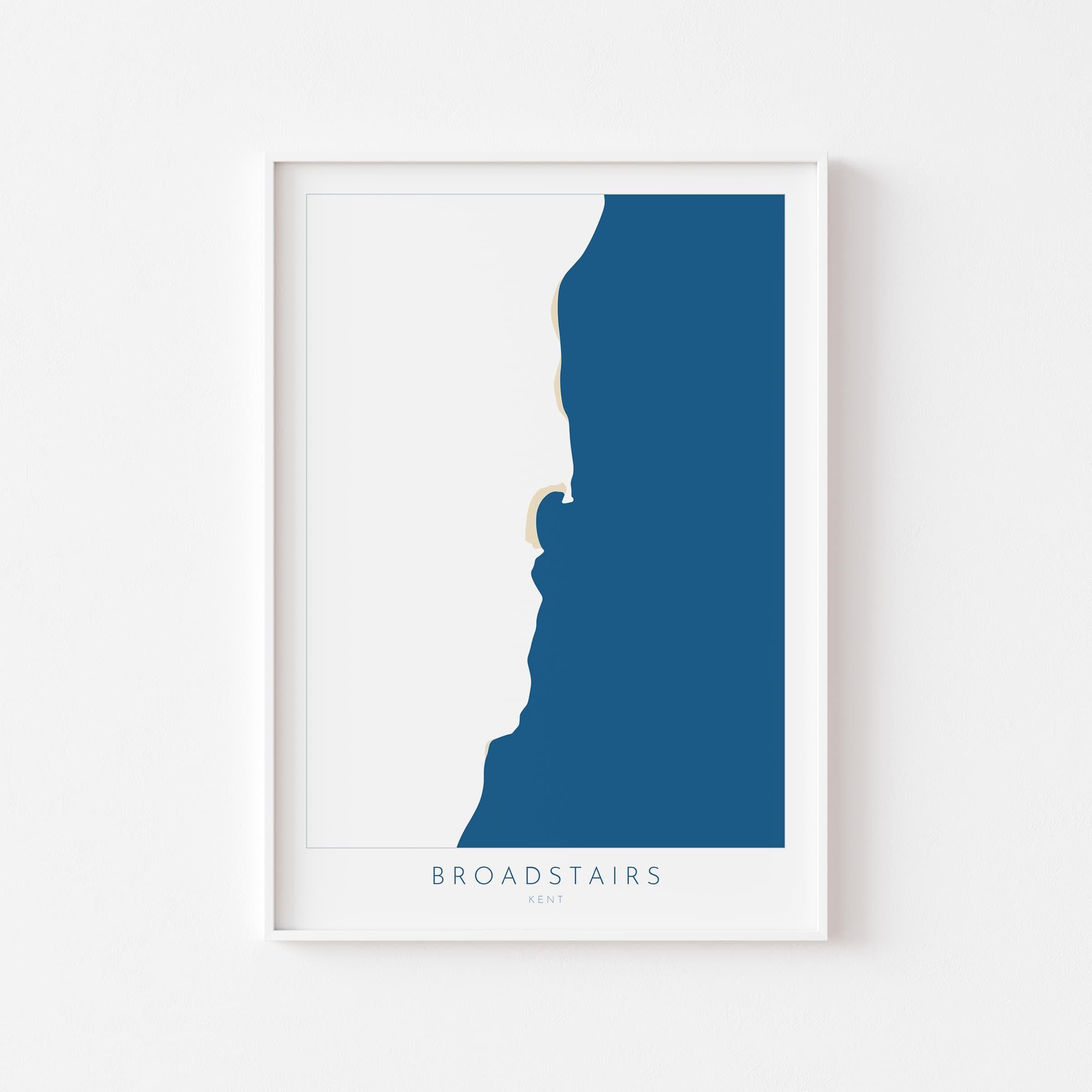 Broadstairs Map Print - Broadstairs Art Poster, Kent Map Art, Broadstairs Travel Poster, Kent Coast, A1, A2, A3, A4, Broadstairs Beach Art