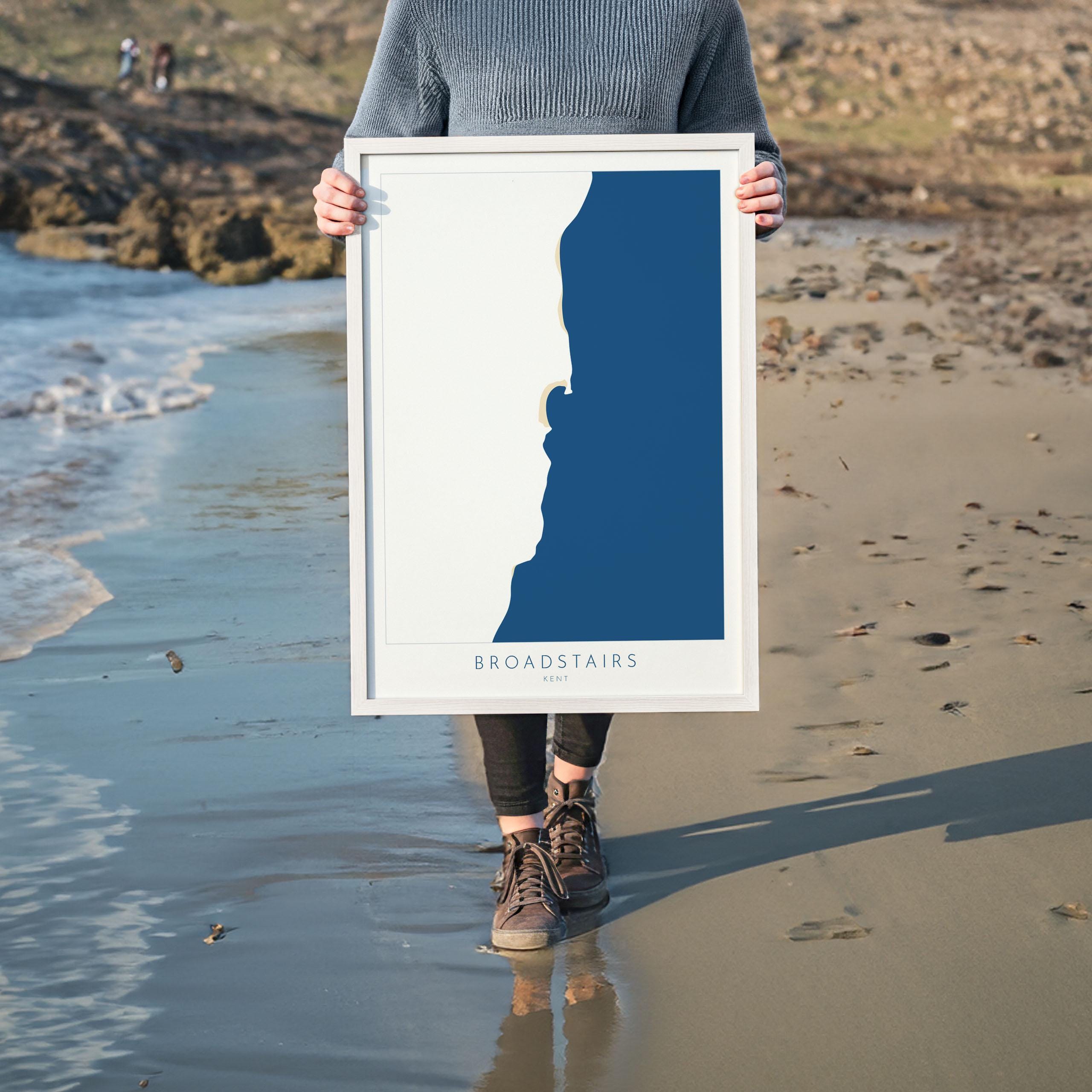 Broadstairs Map Print - Broadstairs Art Poster, Kent Map Art, Broadstairs Travel Poster, Kent Coast, A1, A2, A3, A4, Broadstairs Beach Art