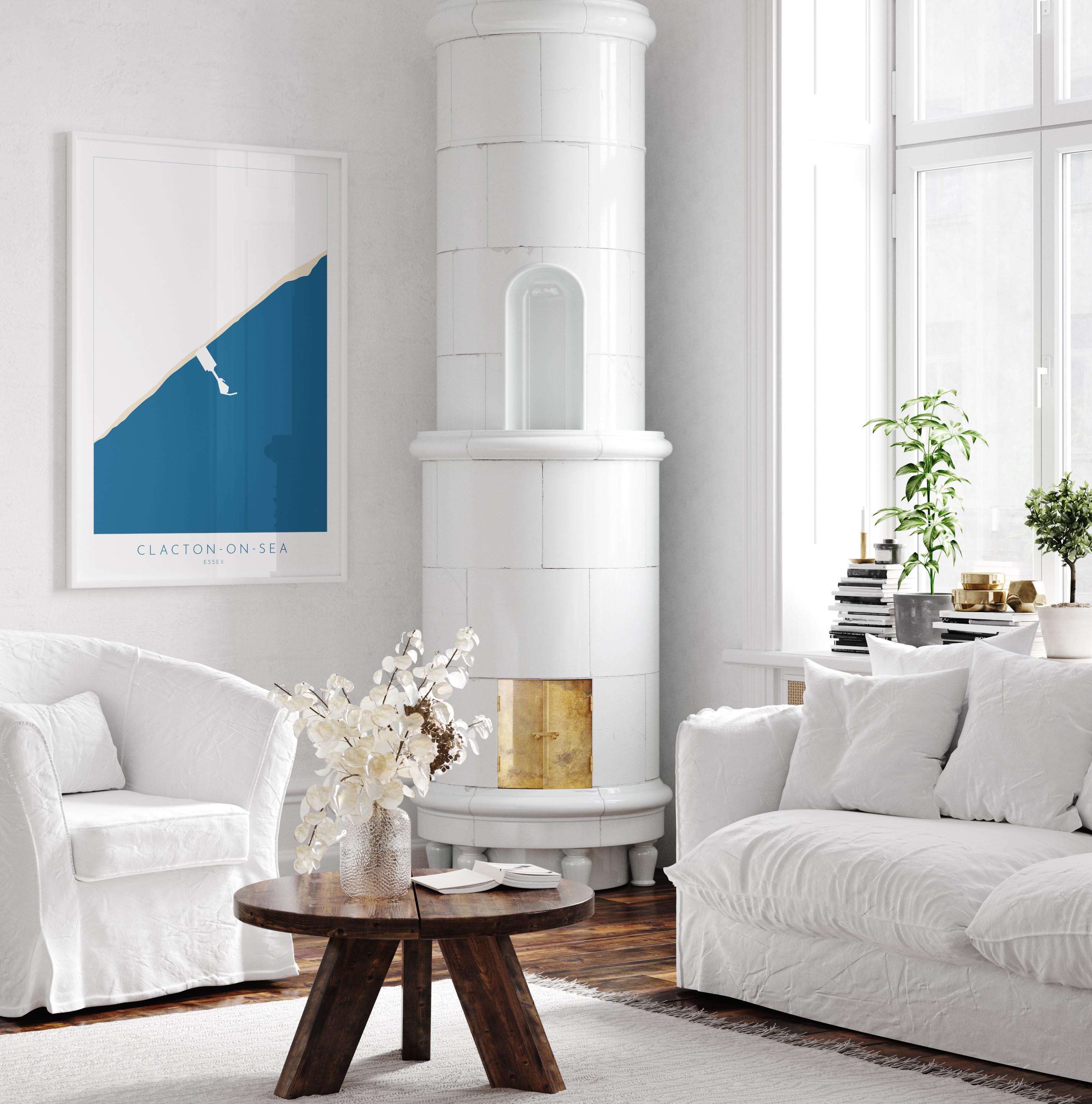 Clacton-on-Sea Map Art - Essex Map, Clacton on Sea Essex Art, Clacton Map, Clacton-on-Sea Beach UK, Colchester Map, Essex Art