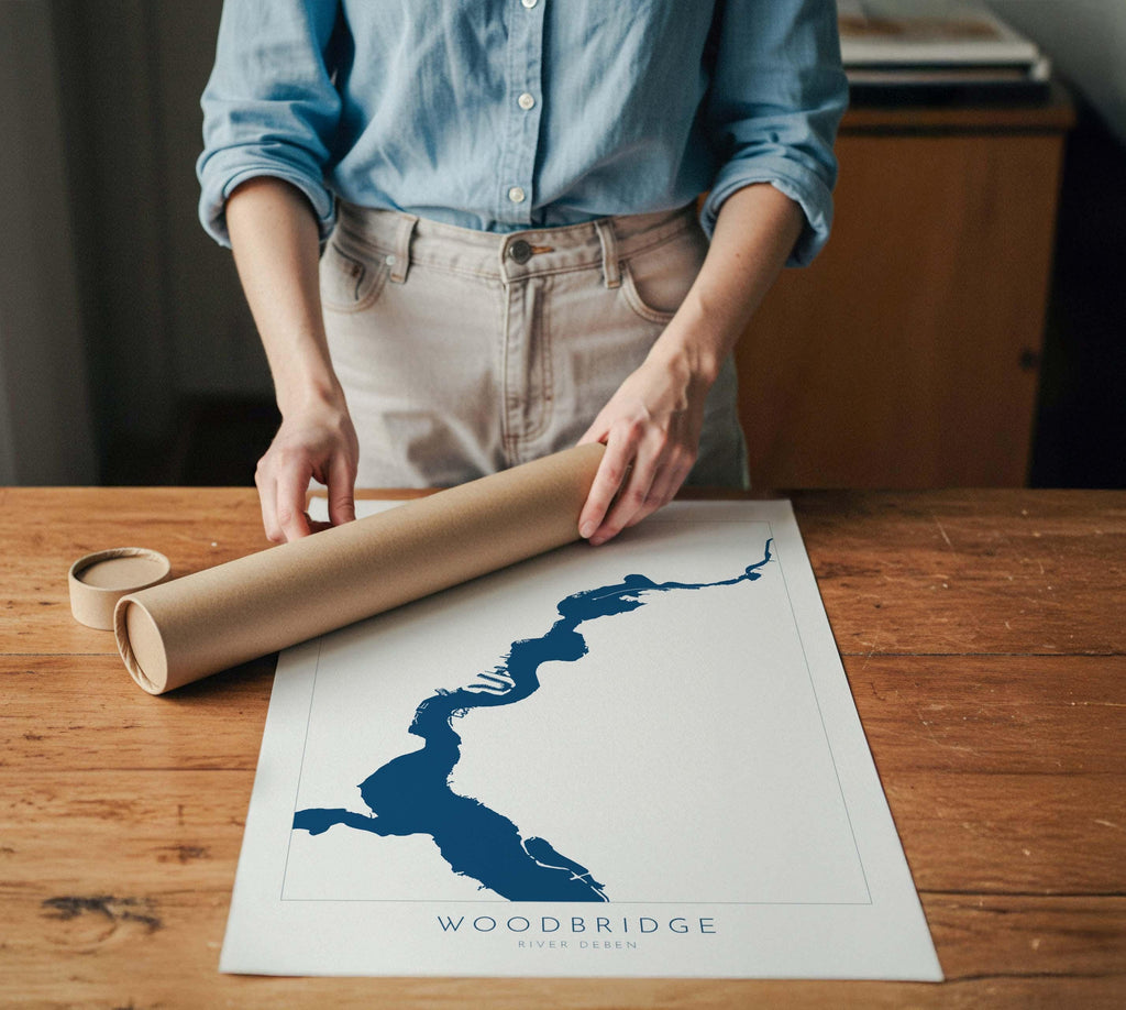 Woodbridge - Suffolk, Woodbridge Art, Suffolk Map, River Deben, Suffolk Coast, Suffolk Travel Print, Woodbridge Map, Suffolk Art