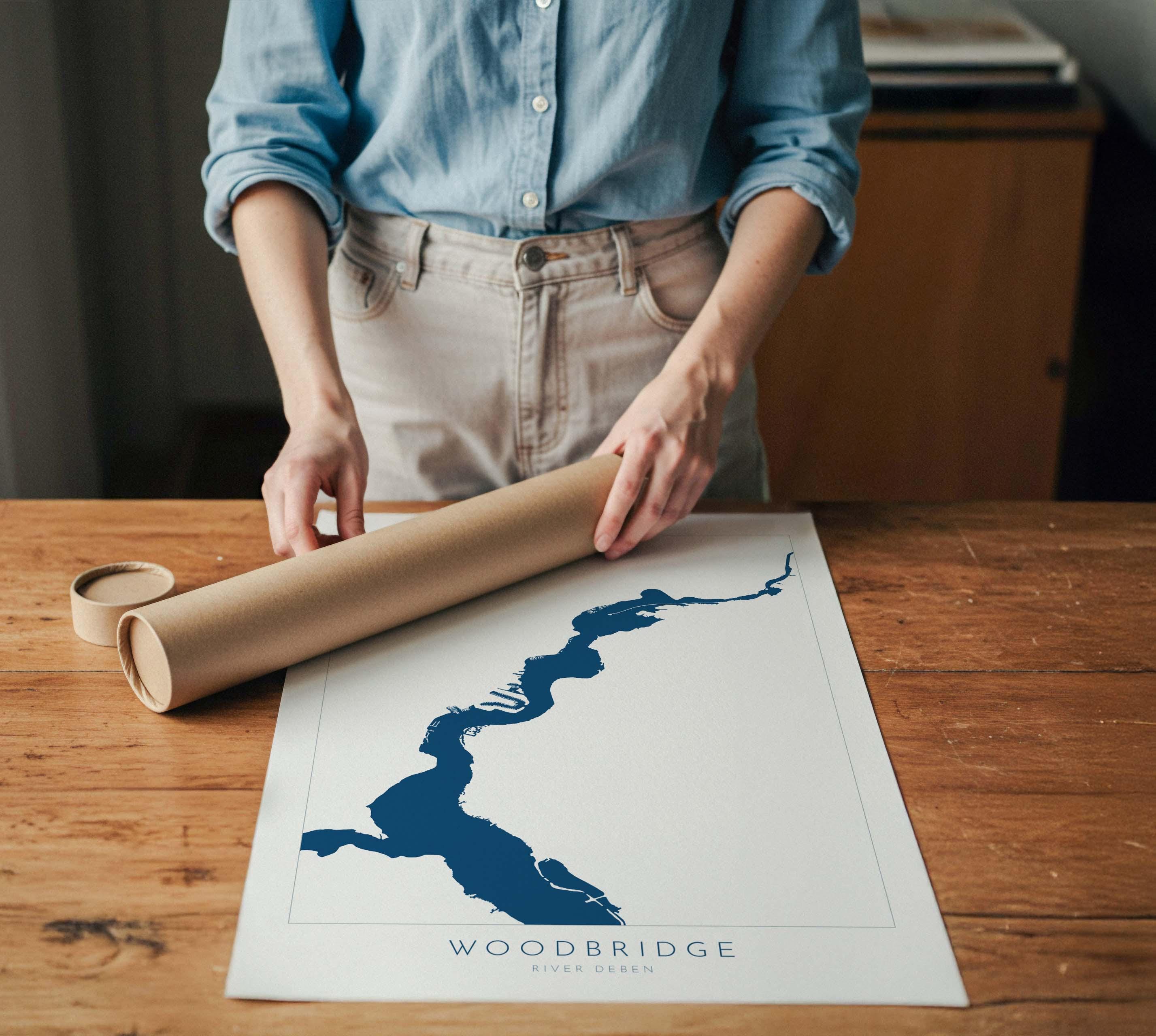 Woodbridge - Suffolk, Woodbridge Art, Suffolk Map, River Deben, Suffolk Coast, Suffolk Travel Print, Woodbridge Map, Suffolk Art