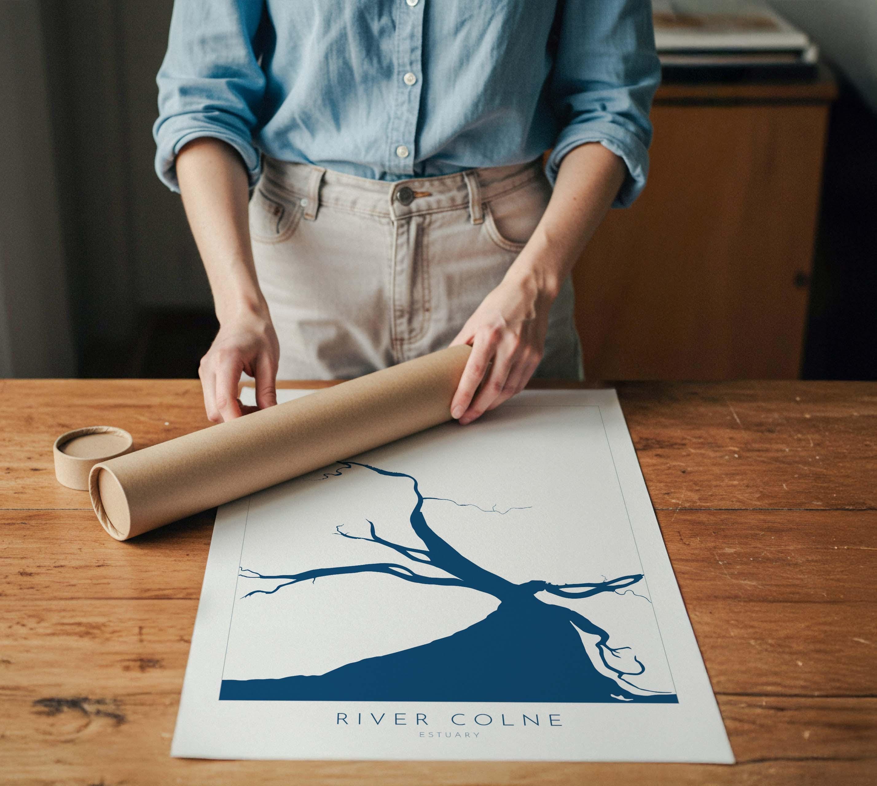 River Colne Estuary Print - Essex Map Art, Mersea Island, Essex Print, Essex Map, Brightlingsea, Wivenhoe, Rowhedge, Point Clear, Nautical