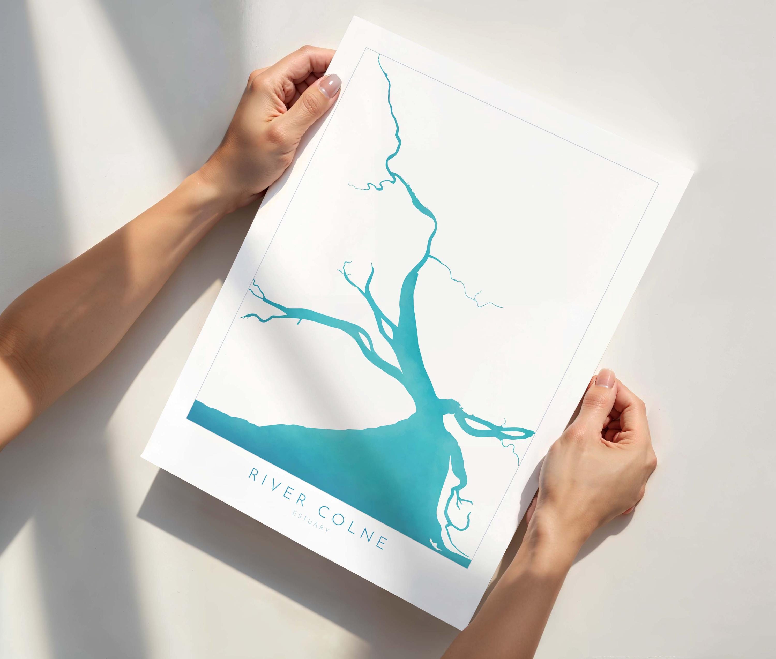 River Colne Estuary Print - Essex Map Art, Mersea Island, Essex Print, Essex Map, Brightlingsea, Wivenhoe, Rowhedge, Point Clear, Nautical