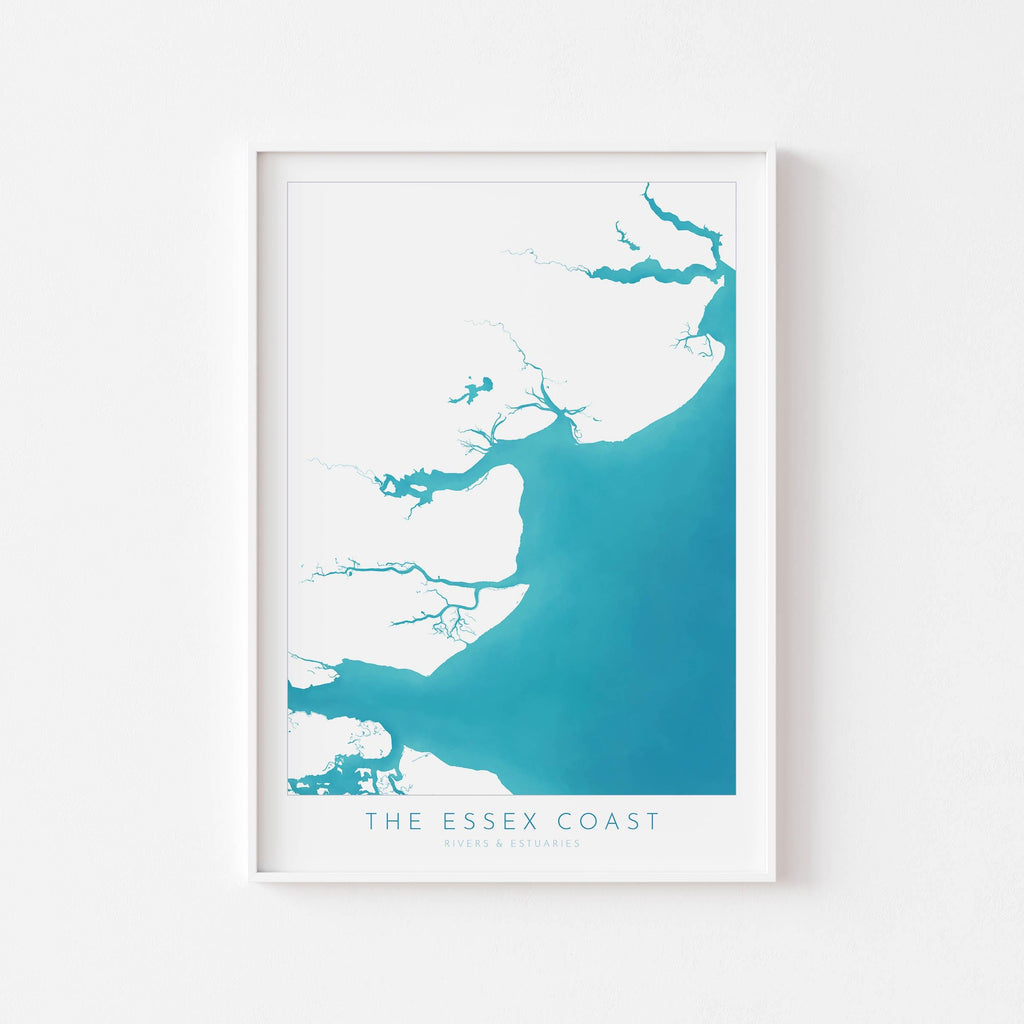 Essex Coastline Print - Essex Map Art, Essex Print, Coastal Print, Seaside Poster, Essex Coast, Colchester, Maldon, River Thames print, UK