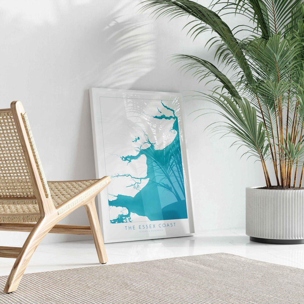 Essex Coastline Print - Essex Map Art, Essex Print, Coastal Print, Seaside Poster, Essex Coast, Colchester, Maldon, River Thames print, UK