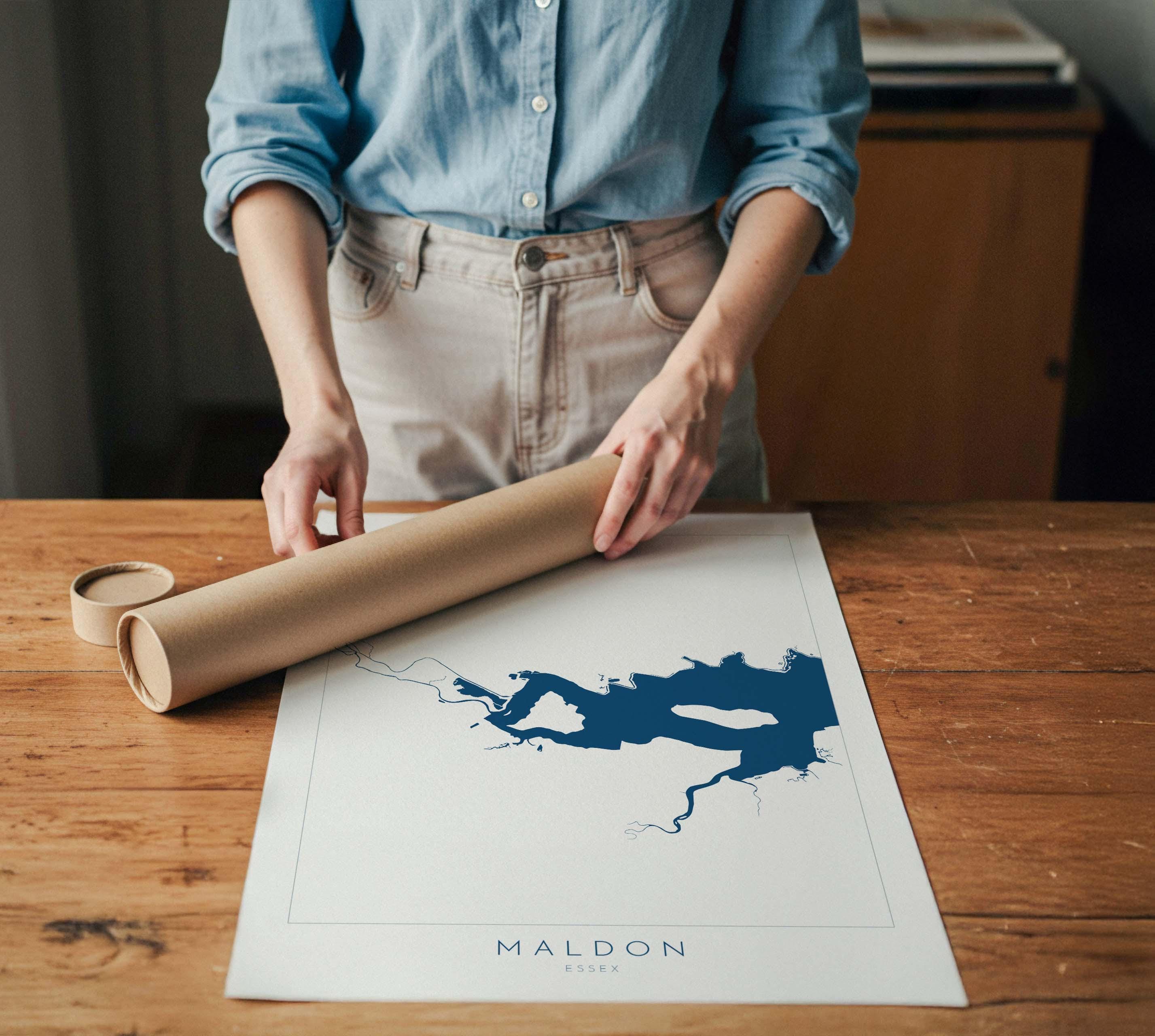 Maldon Print - River Blackwater Map, Maldon Art, Essex Map, Essex Art, Essex Coast, Heybridge Essex UK, UK River Map, Nautical Art UK