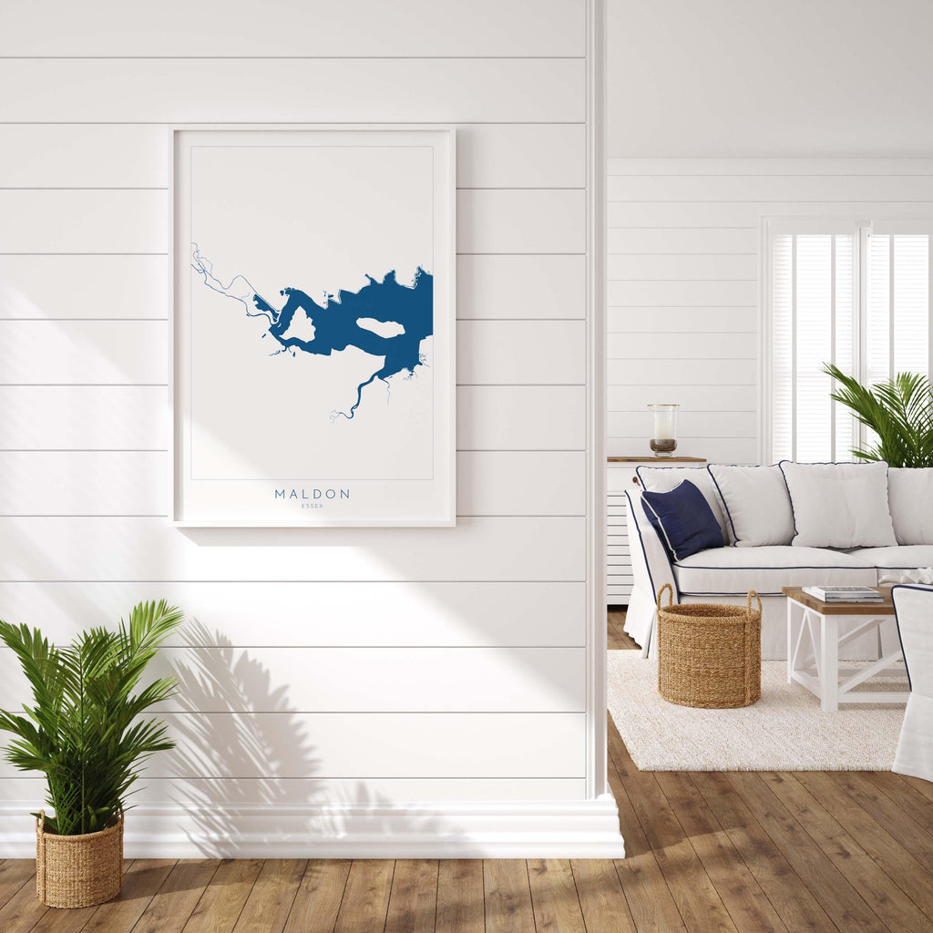 Maldon Print - River Blackwater Map, Maldon Art, Essex Map, Essex Art, Essex Coast, Heybridge Essex UK, UK River Map, Nautical Art UK