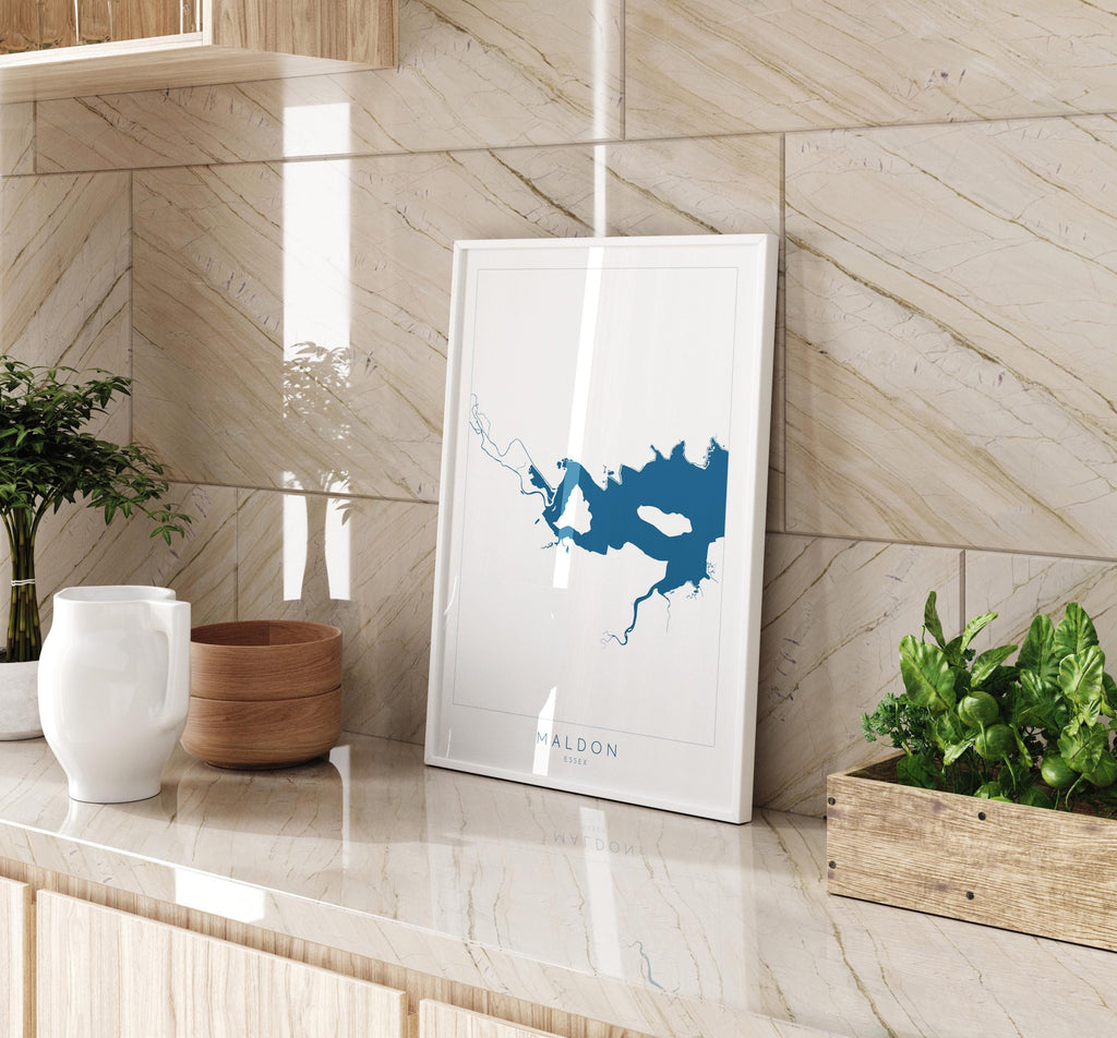 Maldon Print - River Blackwater Map, Maldon Art, Essex Map, Essex Art, Essex Coast, Heybridge Essex UK, UK River Map, Nautical Art UK