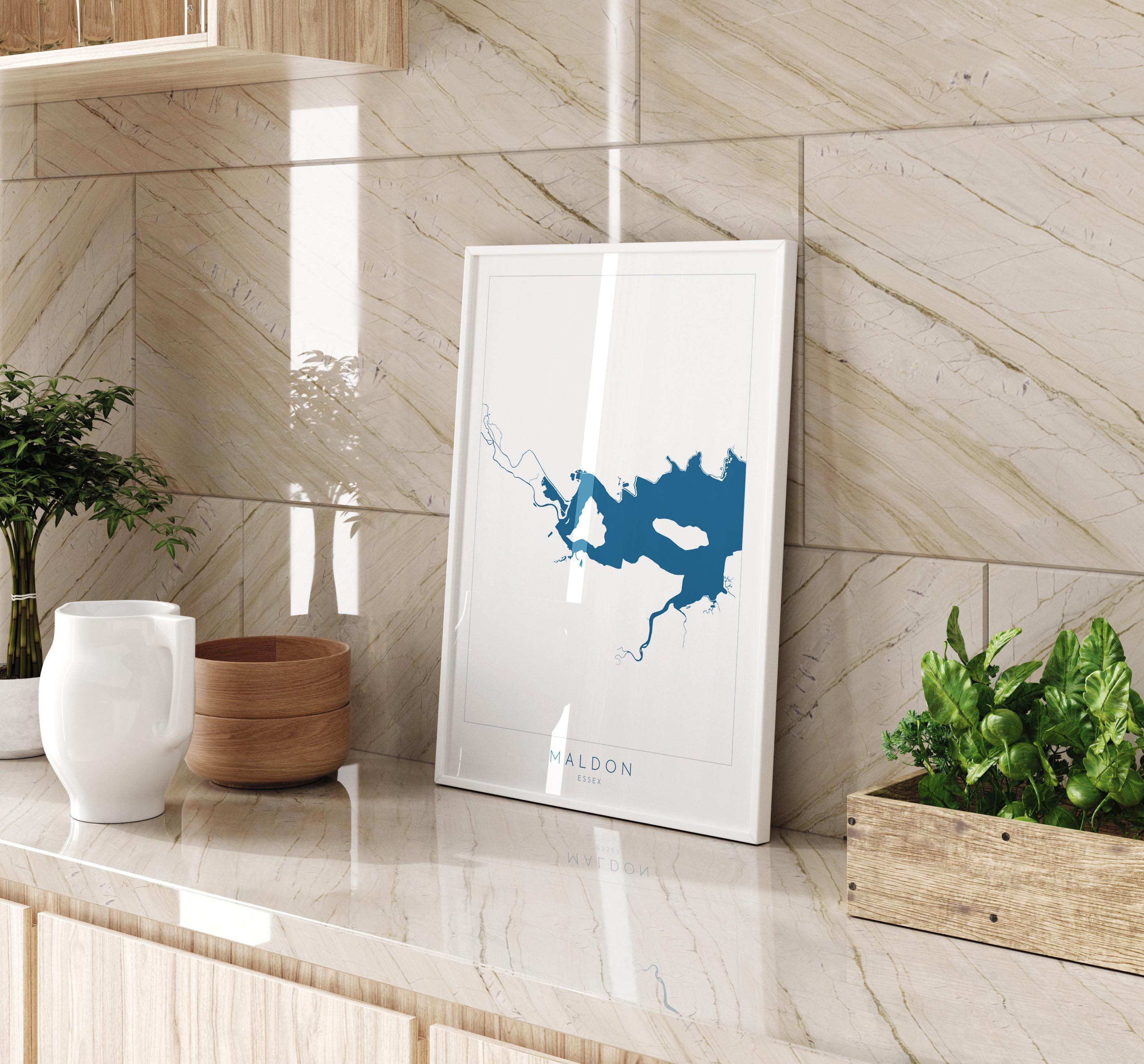 Maldon Print - River Blackwater Map, Maldon Art, Essex Map, Essex Art, Essex Coast, Heybridge Essex UK, UK River Map, Nautical Art UK