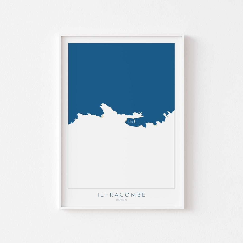Ilfracombe Map Art - Ilfracombe Devon Map, Ilfracombe Print, Ilfracombe Art Print, Ilfracombe Harbour, North Devon Map print, Devon Coast