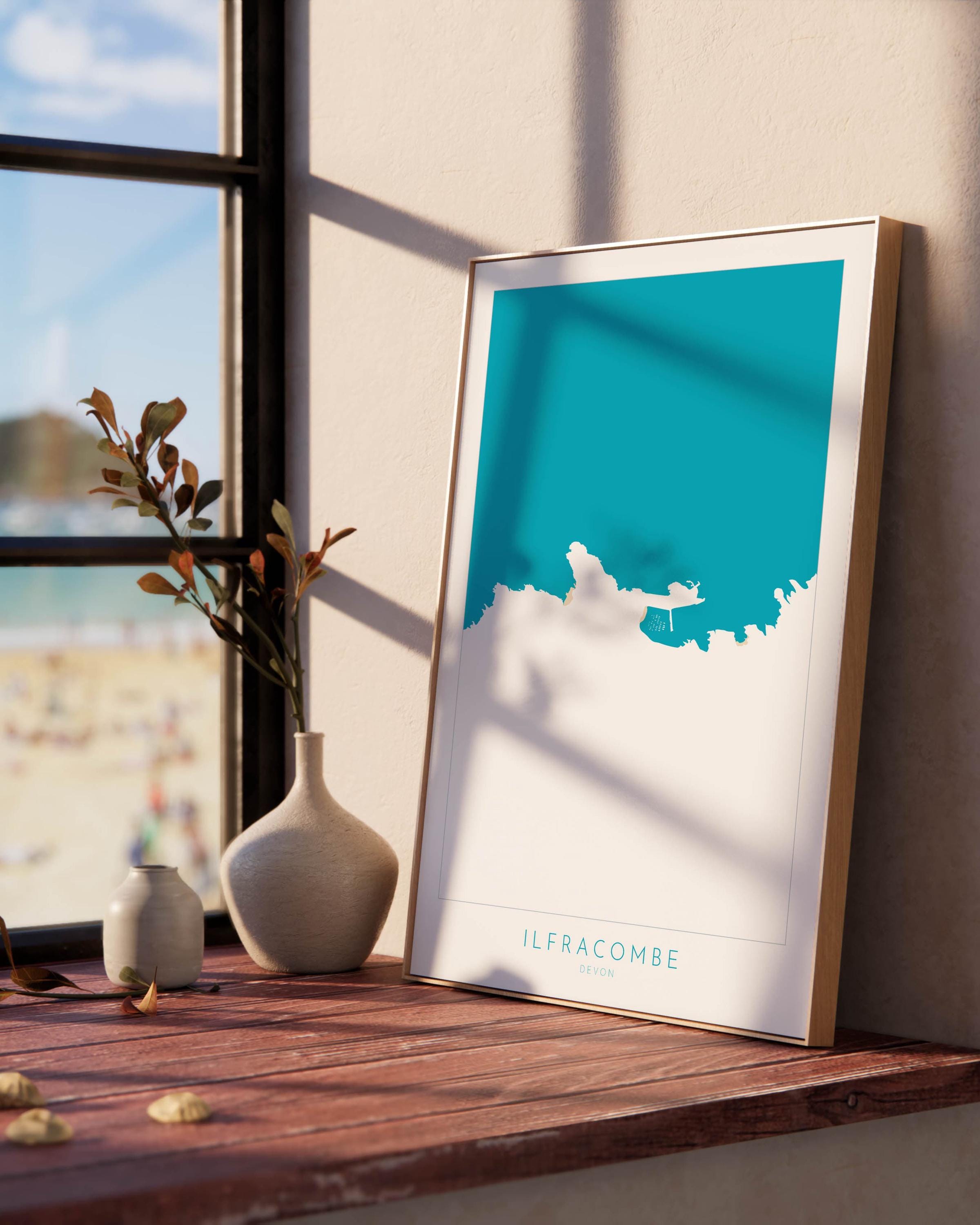 Ilfracombe Map Art - Ilfracombe Devon Map, Ilfracombe Print, Ilfracombe Art Print, Ilfracombe Harbour, North Devon Map print, Devon Coast