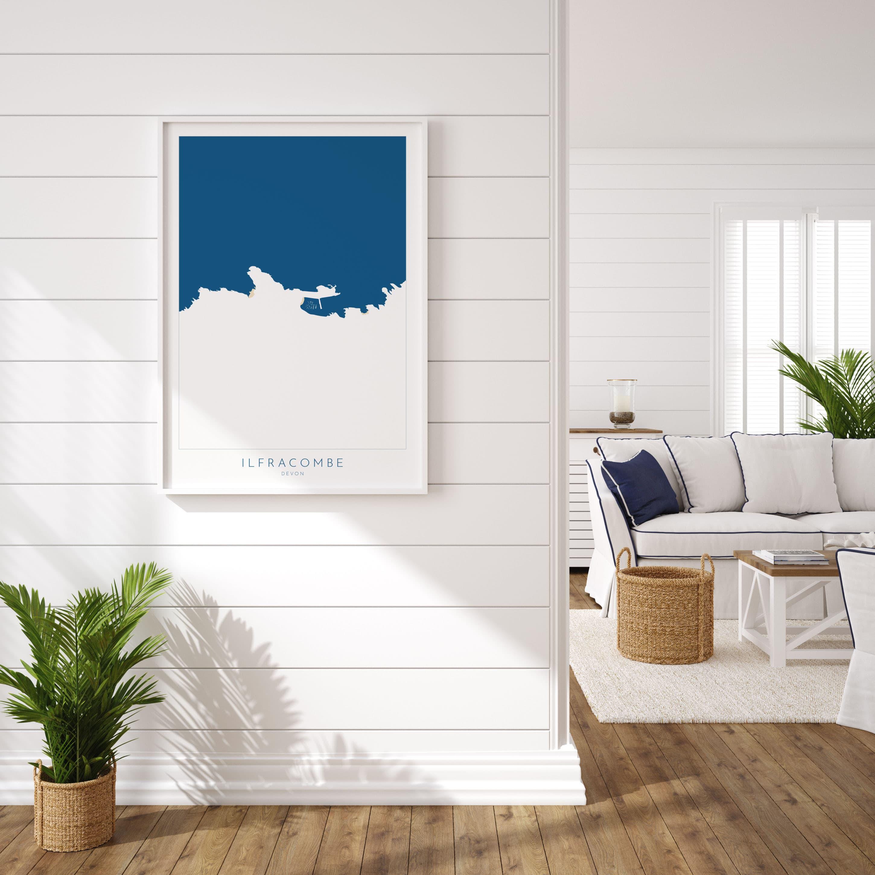 Ilfracombe Map Art - Ilfracombe Devon Map, Ilfracombe Print, Ilfracombe Art Print, Ilfracombe Harbour, North Devon Map print, Devon Coast