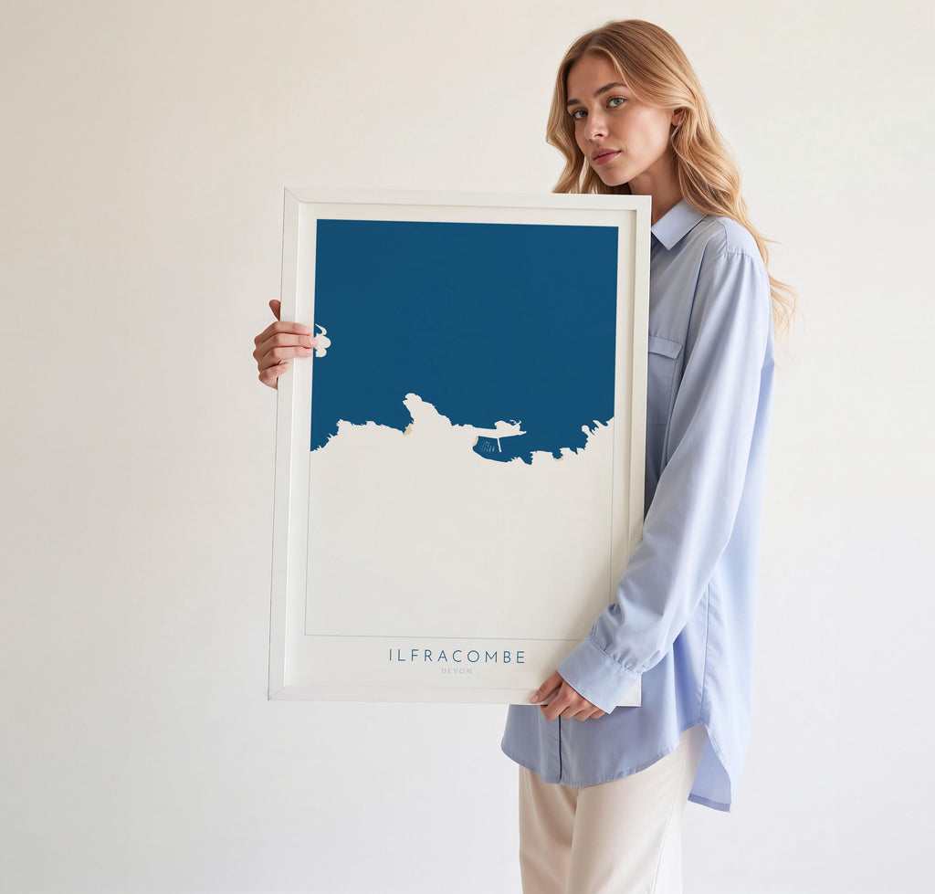 Ilfracombe Map Art - Ilfracombe Devon Map, Ilfracombe Print, Ilfracombe Art Print, Ilfracombe Harbour, North Devon Map print, Devon Coast