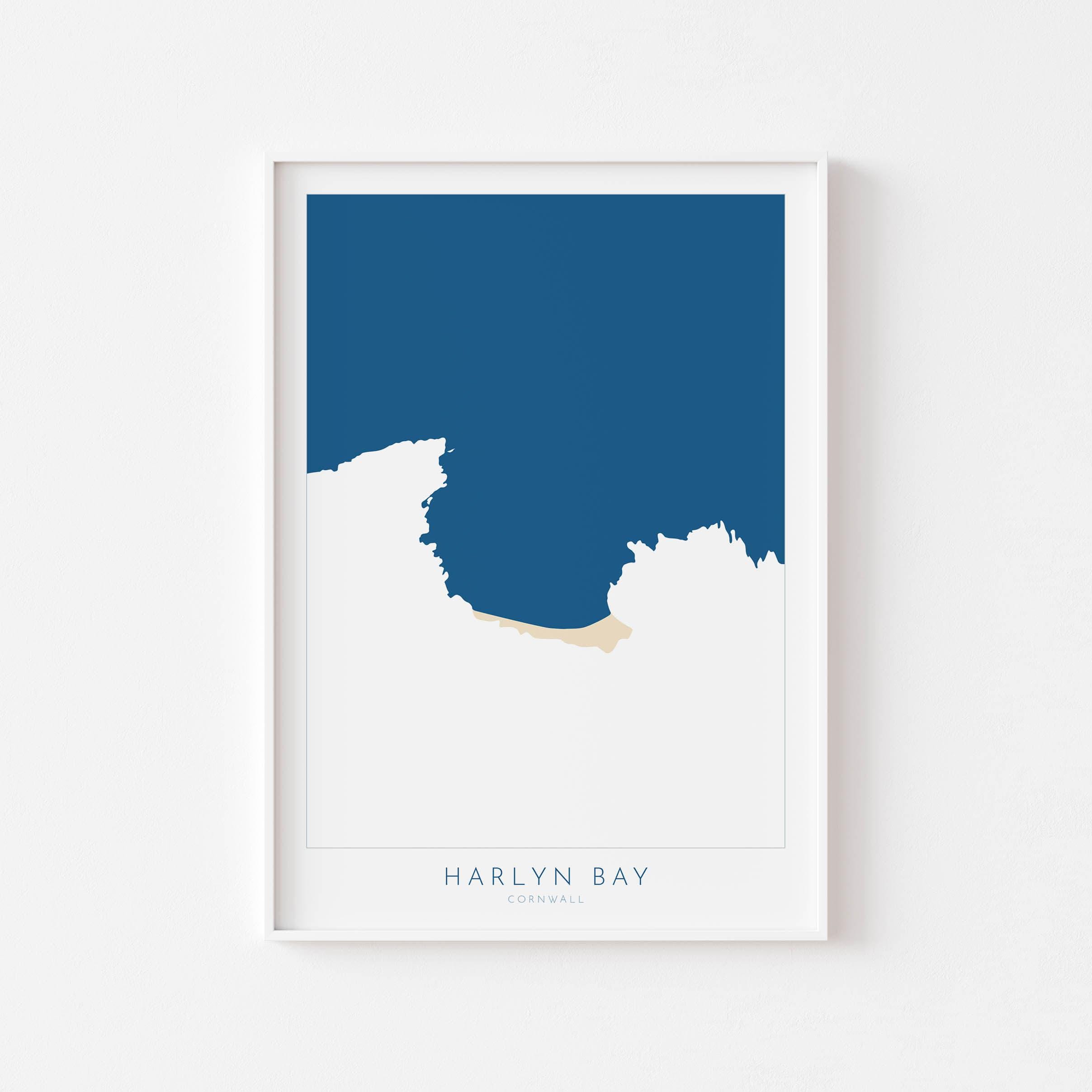 Harlyn Bay Map - Harlyn Bay Cornwall Art, Cornwall Map, Cornwall Coast Map, North Cornwall Coastline, Cornwall Beach Print, Coastal Art UK