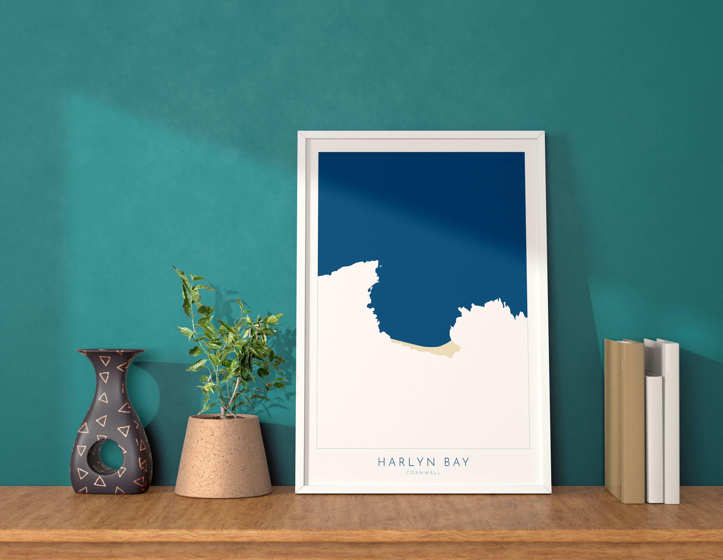 Harlyn Bay Map - Harlyn Bay Cornwall Art, Cornwall Map, Cornwall Coast Map, North Cornwall Coastline, Cornwall Beach Print, Coastal Art UK