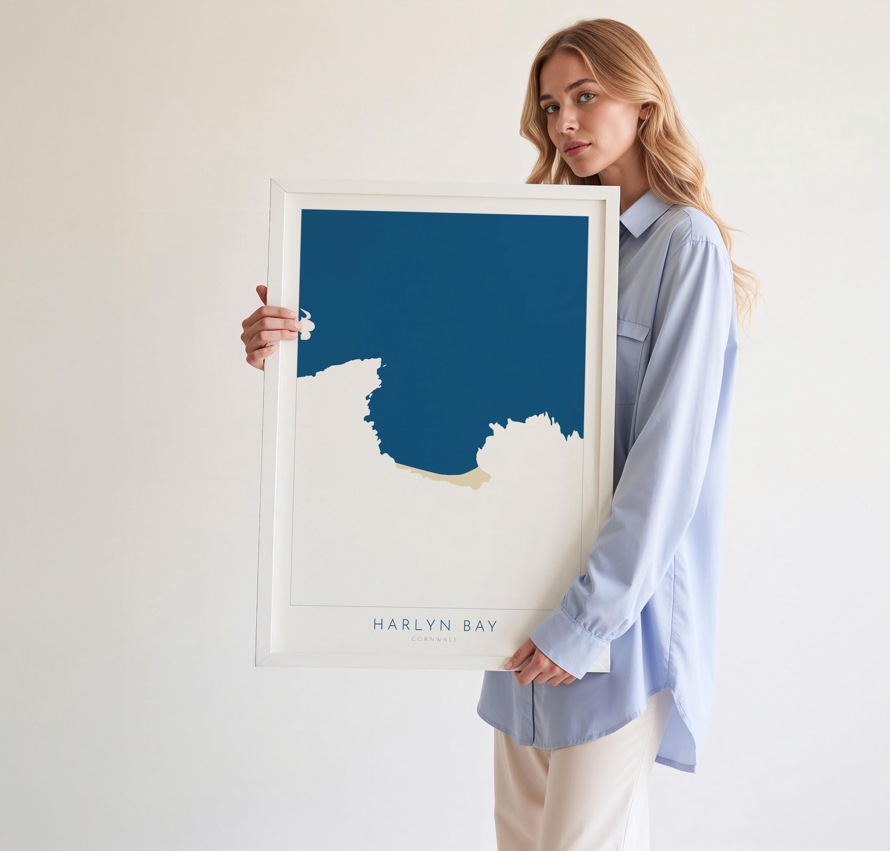 Harlyn Bay Map - Harlyn Bay Cornwall Art, Cornwall Map, Cornwall Coast Map, North Cornwall Coastline, Cornwall Beach Print, Coastal Art UK