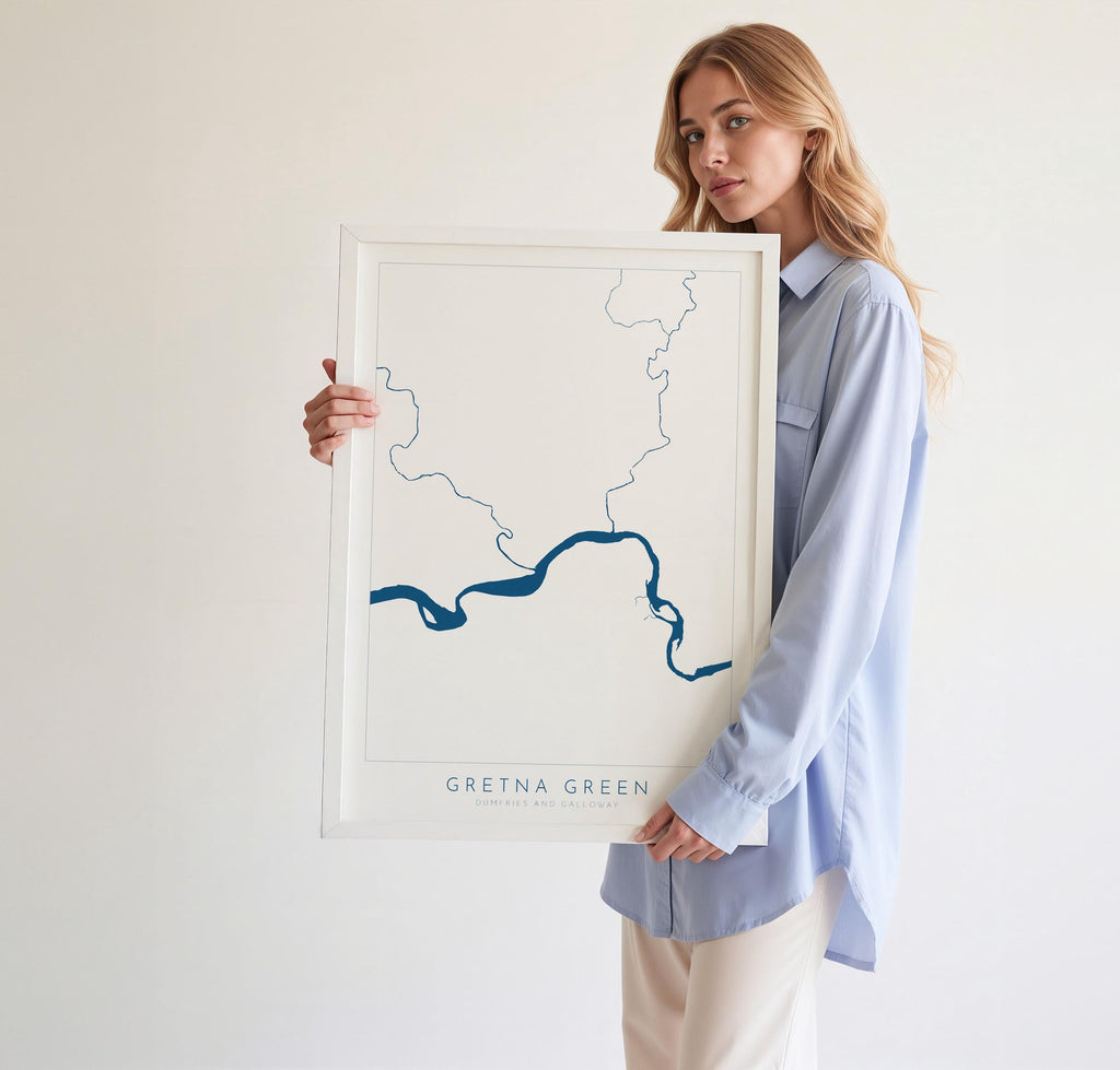 Gretna Green Print - Gretna Green Wedding Gift, Grenta Map Print Scotland, Scotland Map Art, Gretna Green Anniversary gift, River Map UK
