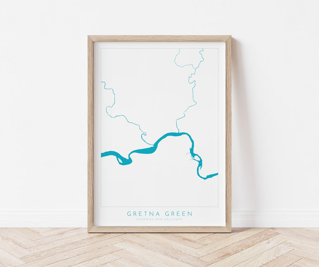 Gretna Green Print - Gretna Green Wedding Gift, Grenta Map Print Scotland, Scotland Map Art, Gretna Green Anniversary gift, River Map UK