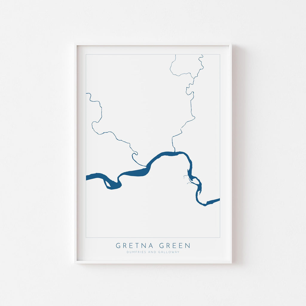 Gretna Green Print - Gretna Green Wedding Gift, Grenta Map Print Scotland, Scotland Map Art, Gretna Green Anniversary gift, River Map UK