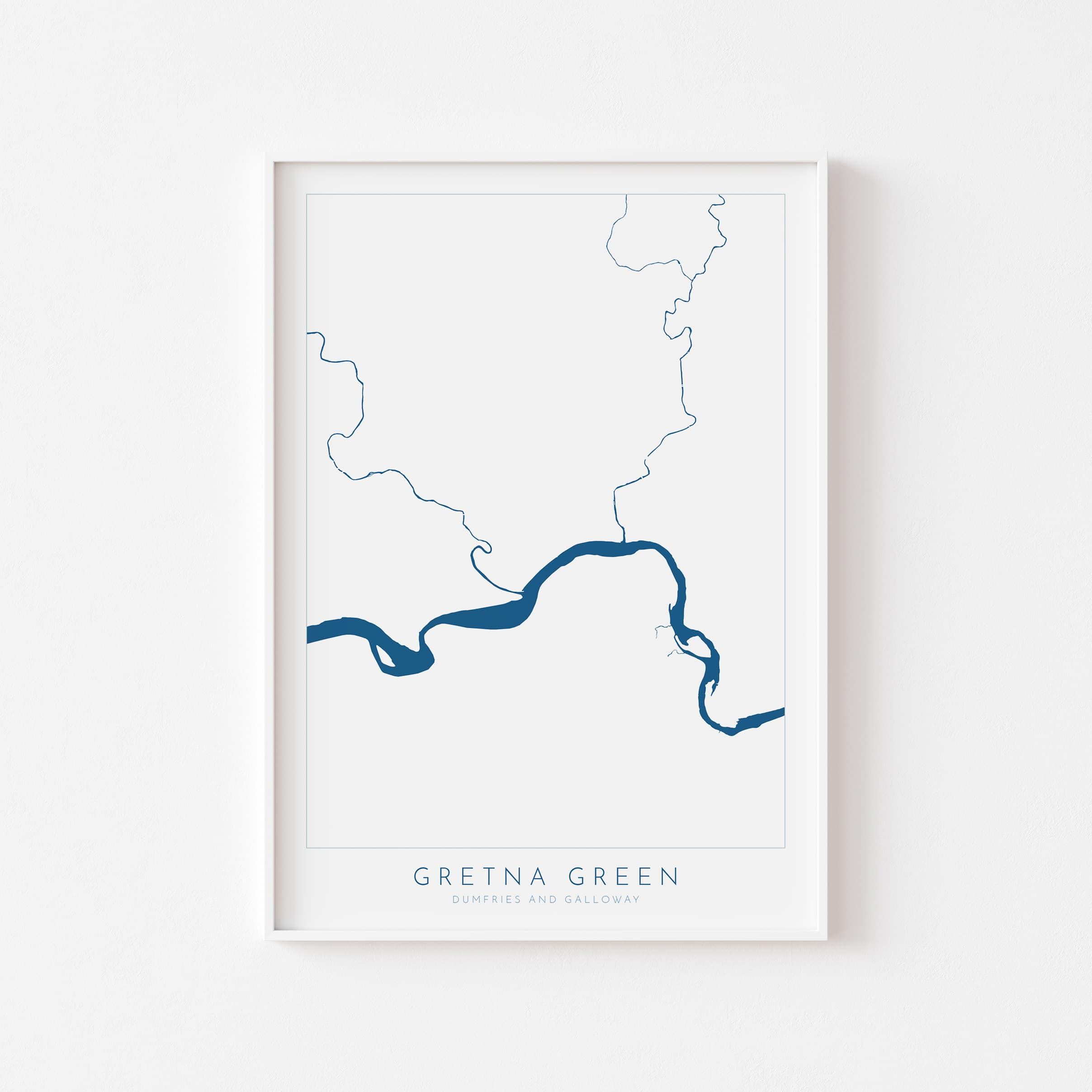 Gretna Green Print - Gretna Green Wedding Gift, Grenta Map Print Scotland, Scotland Map Art, Gretna Green Anniversary gift, River Map UK