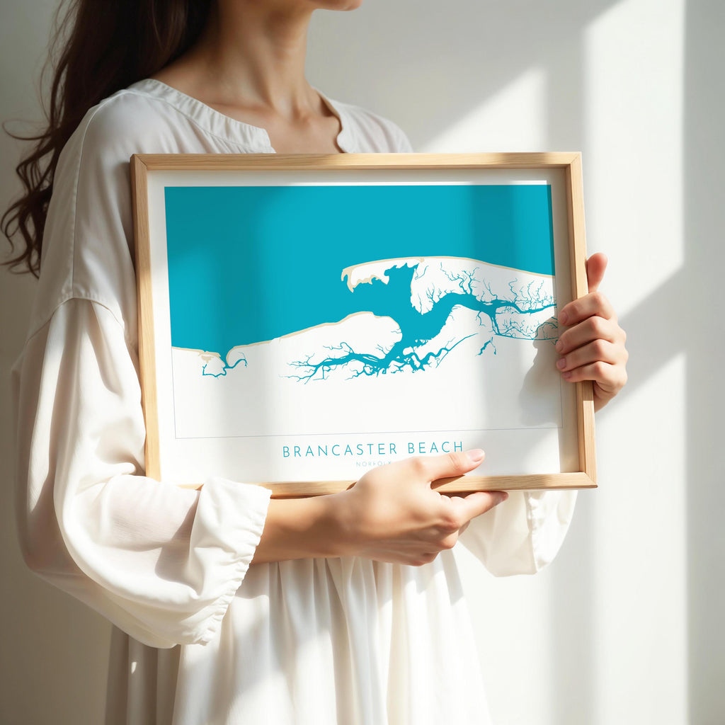 Brancaster Map Art - Norfolk Art, Brancaster Beach Art, North Norfolk Coast, Norfolk Gift UK, Norfolk Travel Print, Brancaster Staithe