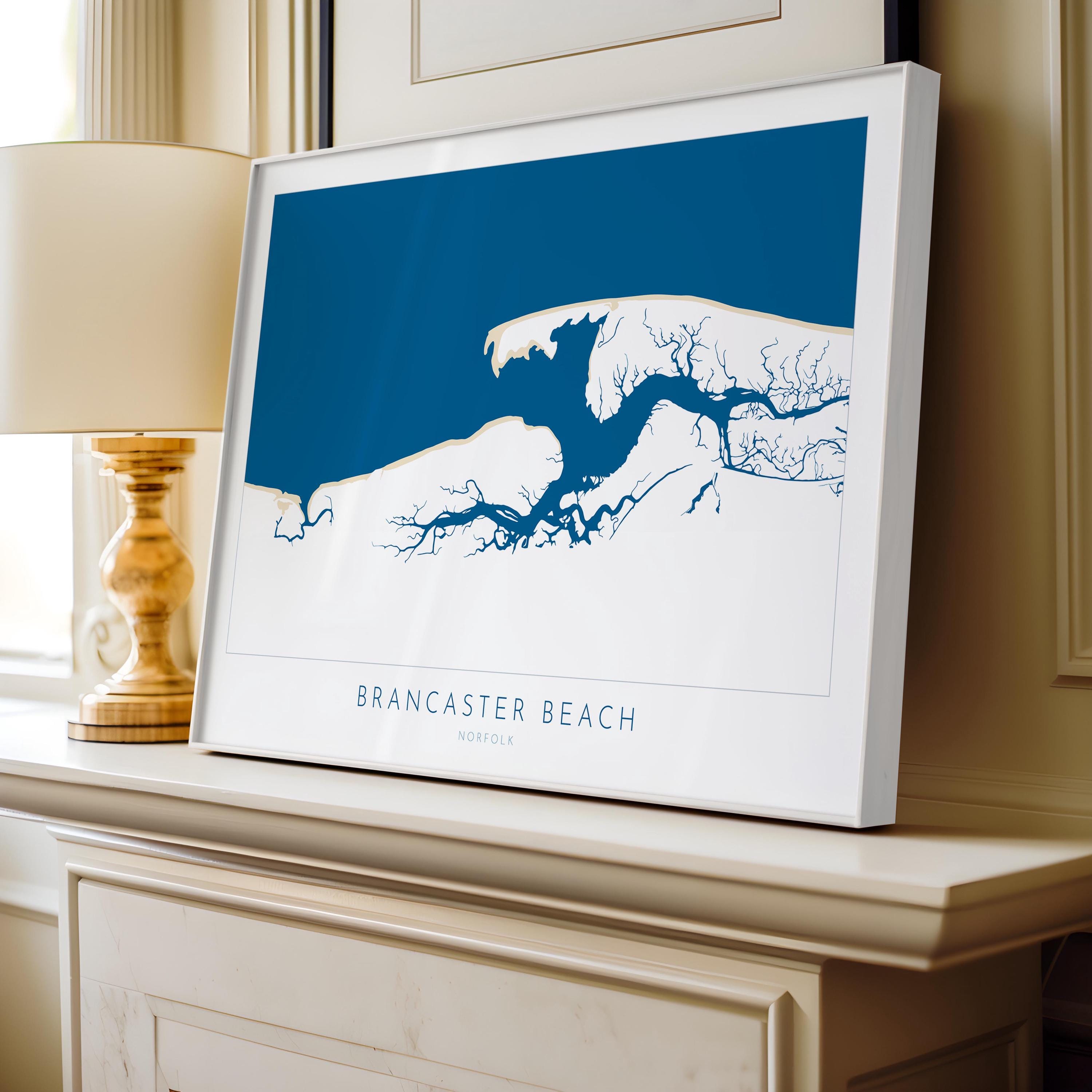 Brancaster Map Art - Norfolk Art, Brancaster Beach Art, North Norfolk Coast, Norfolk Gift UK, Norfolk Travel Print, Brancaster Staithe