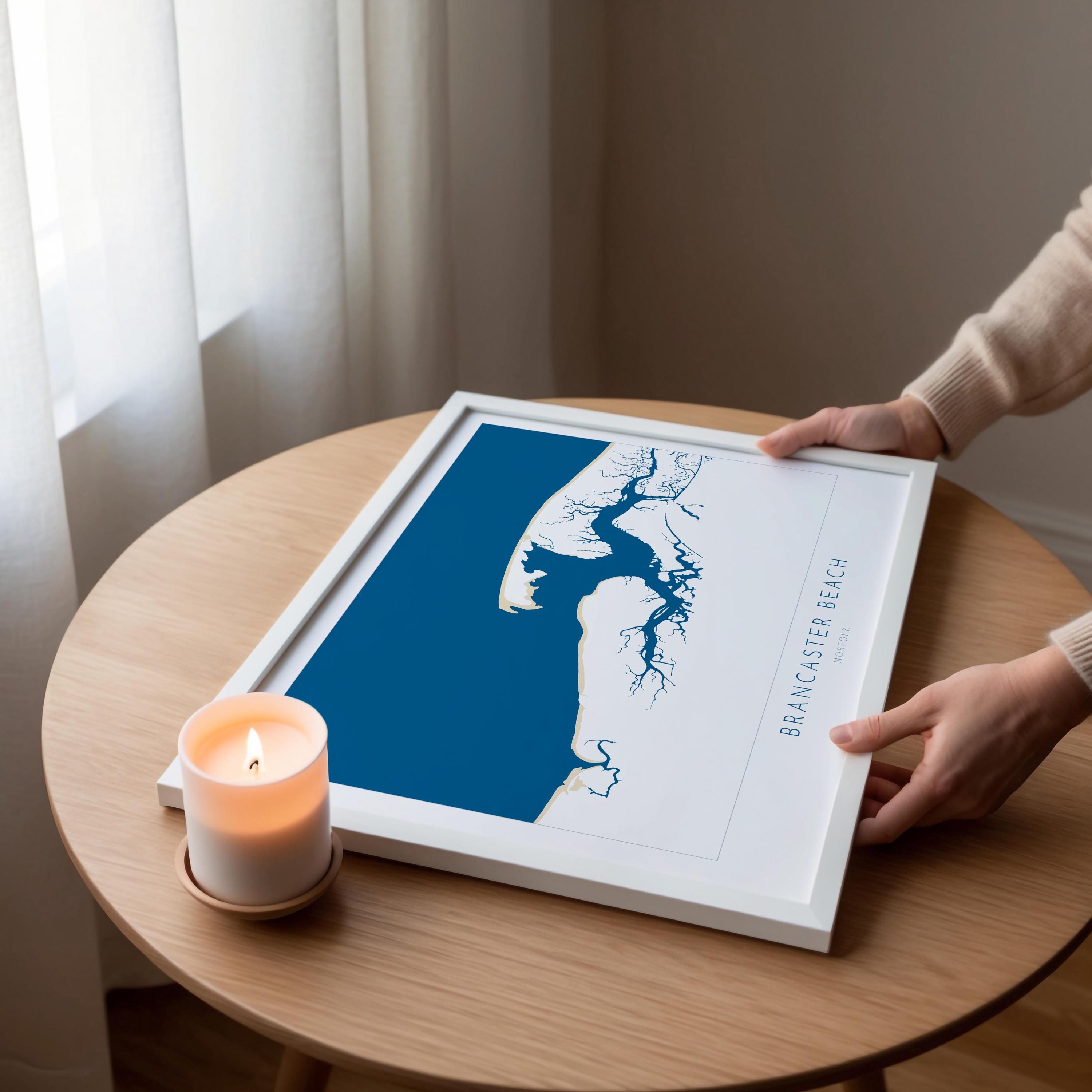 Brancaster Map Art - Norfolk Art, Brancaster Beach Art, North Norfolk Coast, Norfolk Gift UK, Norfolk Travel Print, Brancaster Staithe