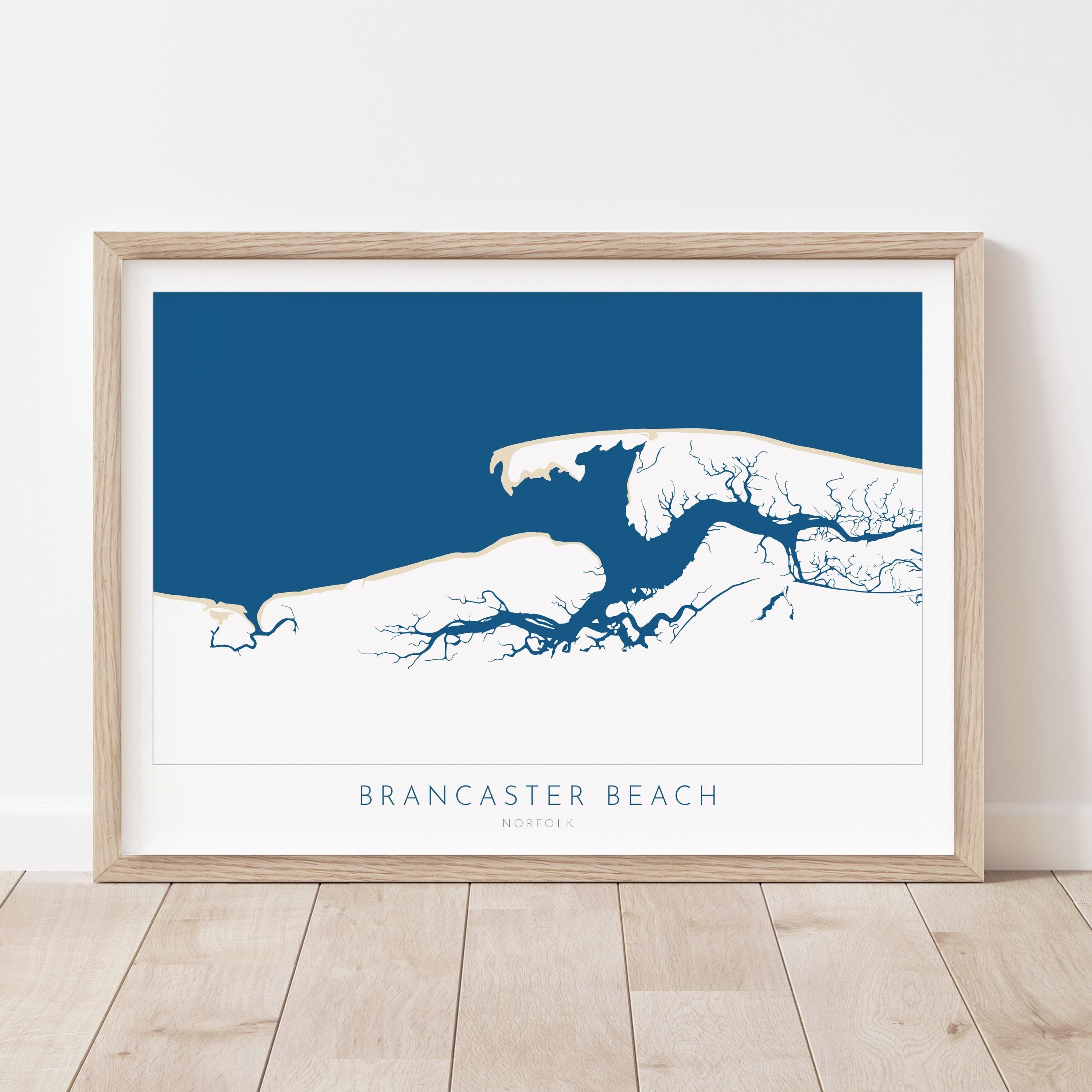Brancaster Map Art - Norfolk Art, Brancaster Beach Art, North Norfolk Coast, Norfolk Gift UK, Norfolk Travel Print, Brancaster Staithe