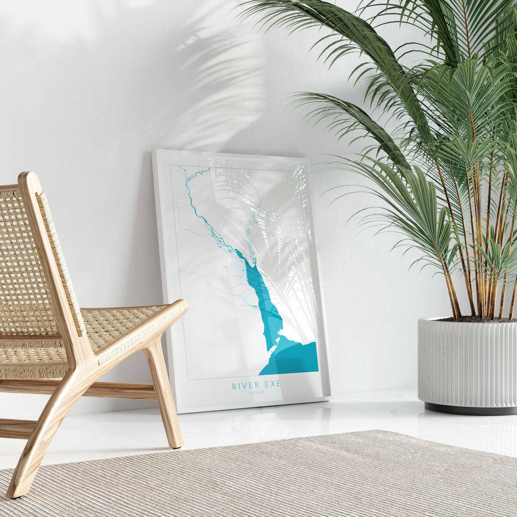 River Exe Map - Exeter Map Art, Devon Art, Topsham Map, Exmouth Art, Exeter Travel Print, Nautical Décor, City Map Art, UK Cities