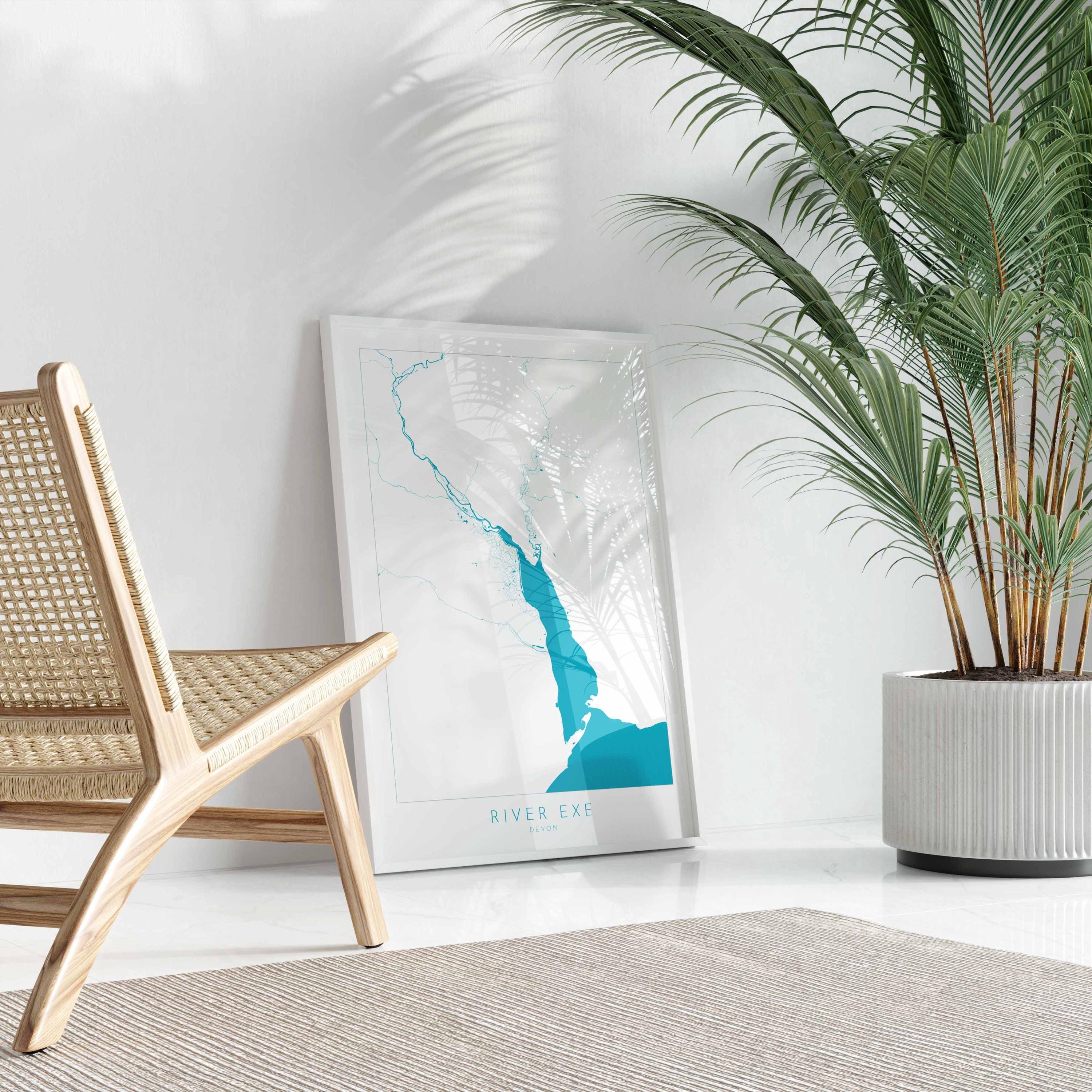 River Exe Map - Exeter Map Art, Devon Art, Topsham Map, Exmouth Art, Exeter Travel Print, Nautical Décor, City Map Art, UK Cities