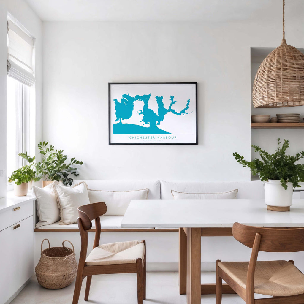 Chichester Harbour Map Art Print - Hampshire Map Art, Chichester print, Nautical Map Art UK, Hayling Island Map, Sailor Gift, Nautical Gift