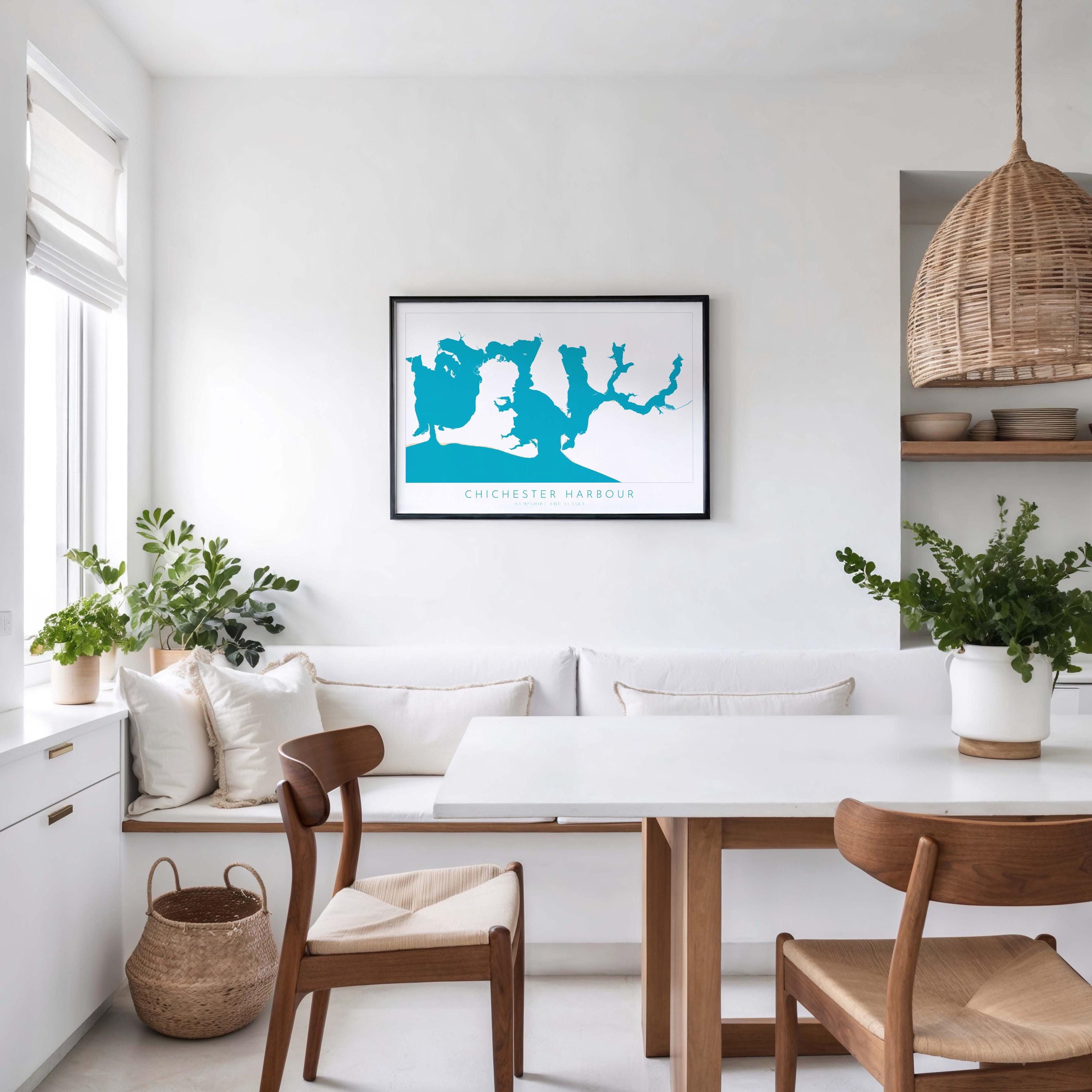 Chichester Harbour Map Art Print - Hampshire Map Art, Chichester print, Nautical Map Art UK, Hayling Island Map, Sailor Gift, Nautical Gift