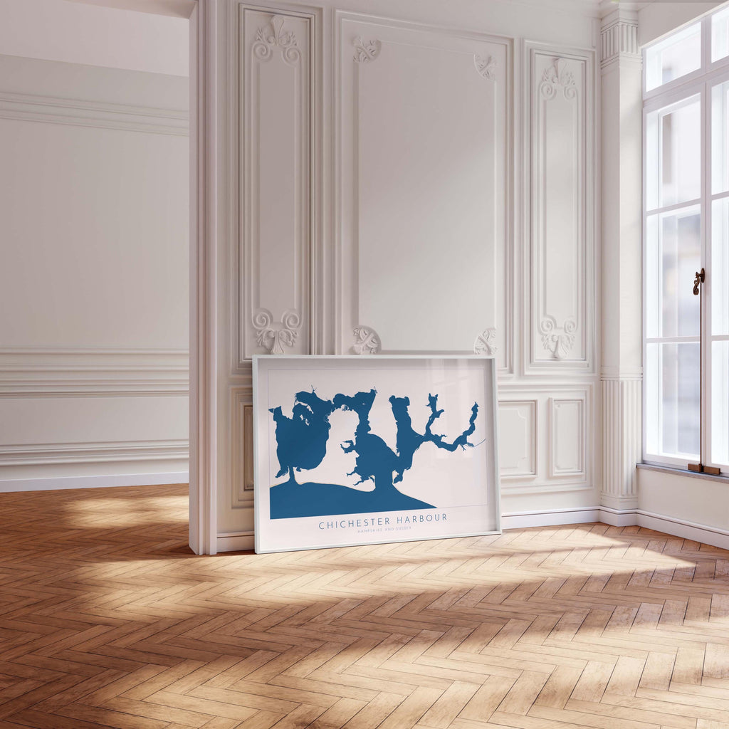 Chichester Harbour Map Art Print - Hampshire Map Art, Chichester print, Nautical Map Art UK, Hayling Island Map, Sailor Gift, Nautical Gift