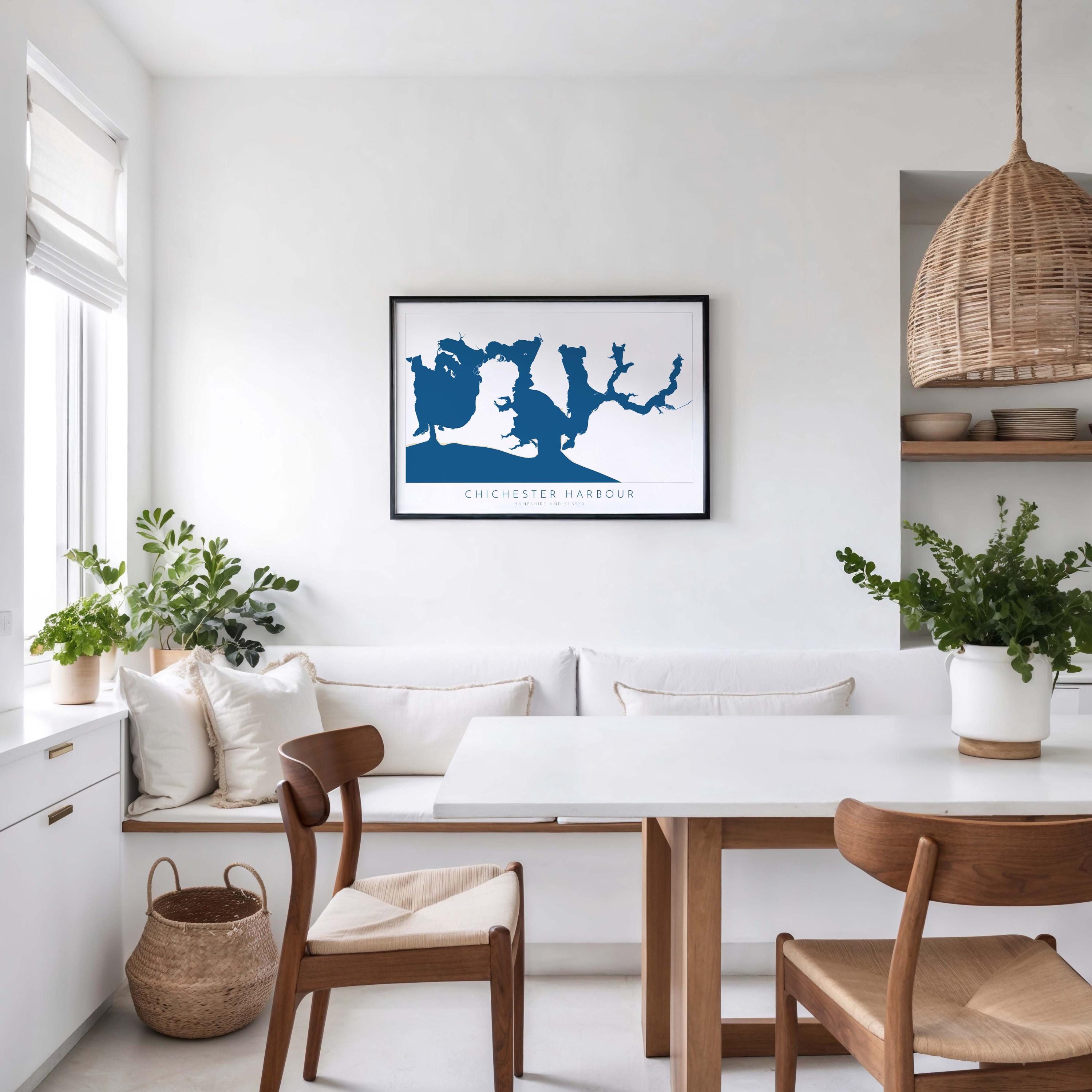 Chichester Harbour Map Art Print - Hampshire Map Art, Chichester print, Nautical Map Art UK, Hayling Island Map, Sailor Gift, Nautical Gift