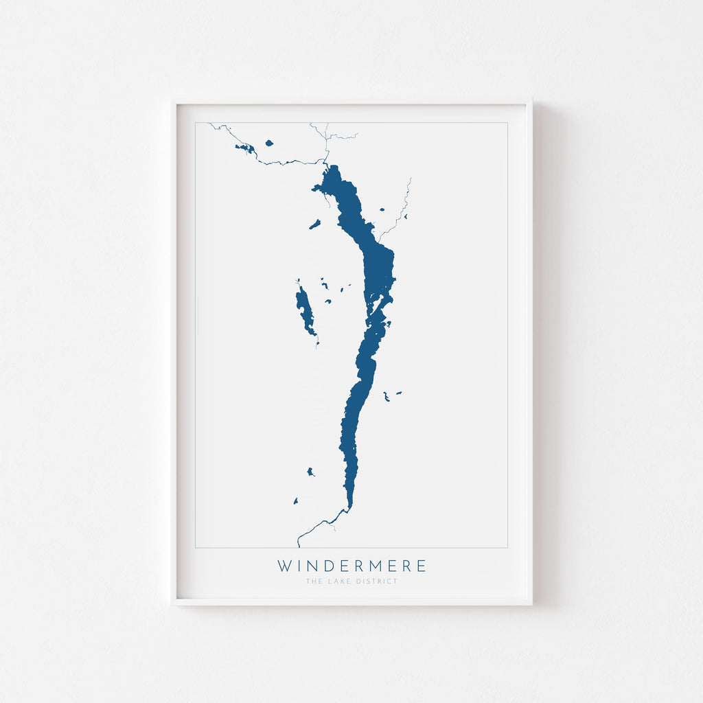 Windermere Print, The Lake District Map, National Park Print, Travel Poster, Map Art, Cumbria Location Art, The Lakes