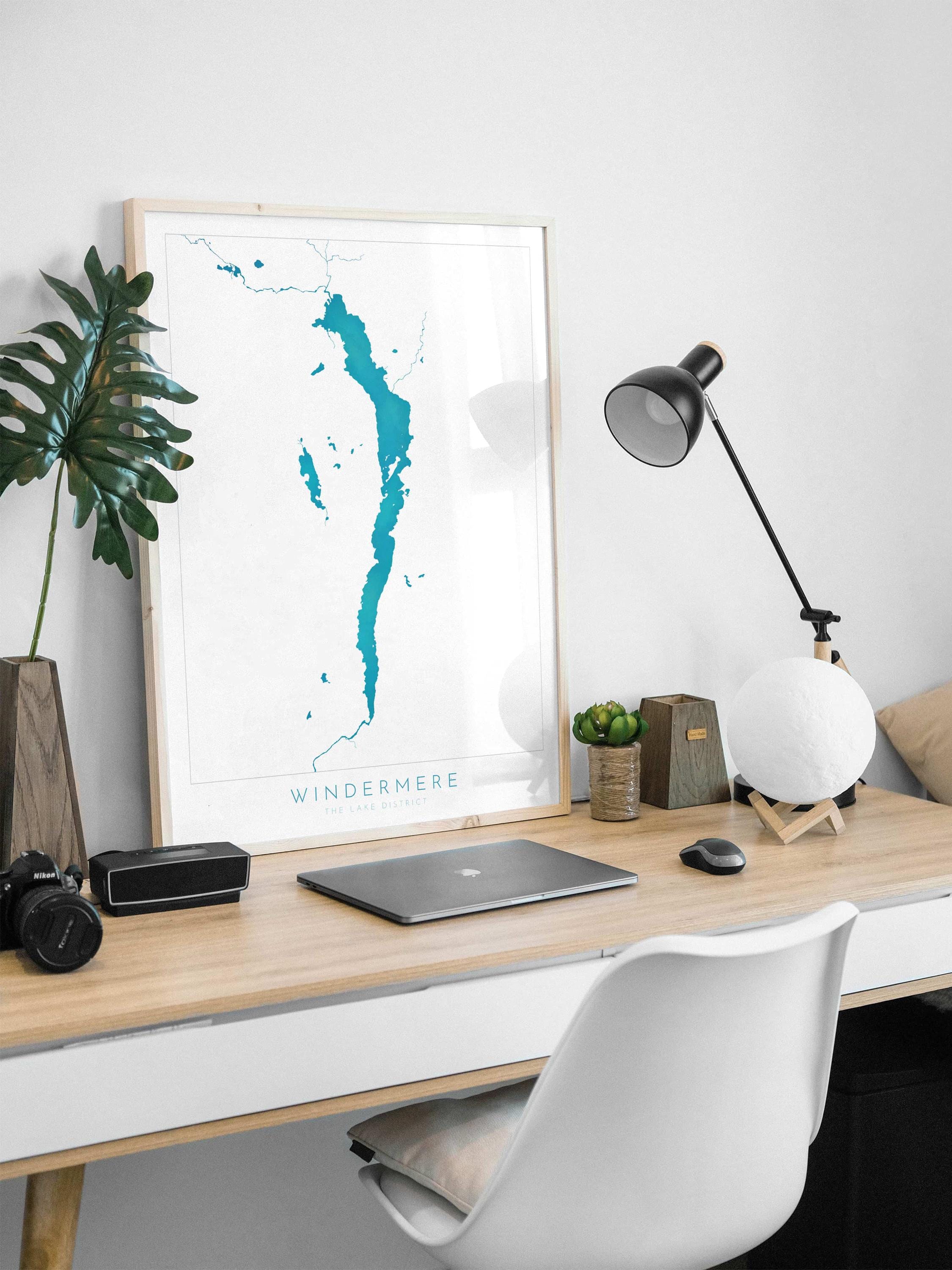 Windermere Print, The Lake District Map, National Park Print, Travel Poster, Map Art, Cumbria Location Art, The Lakes