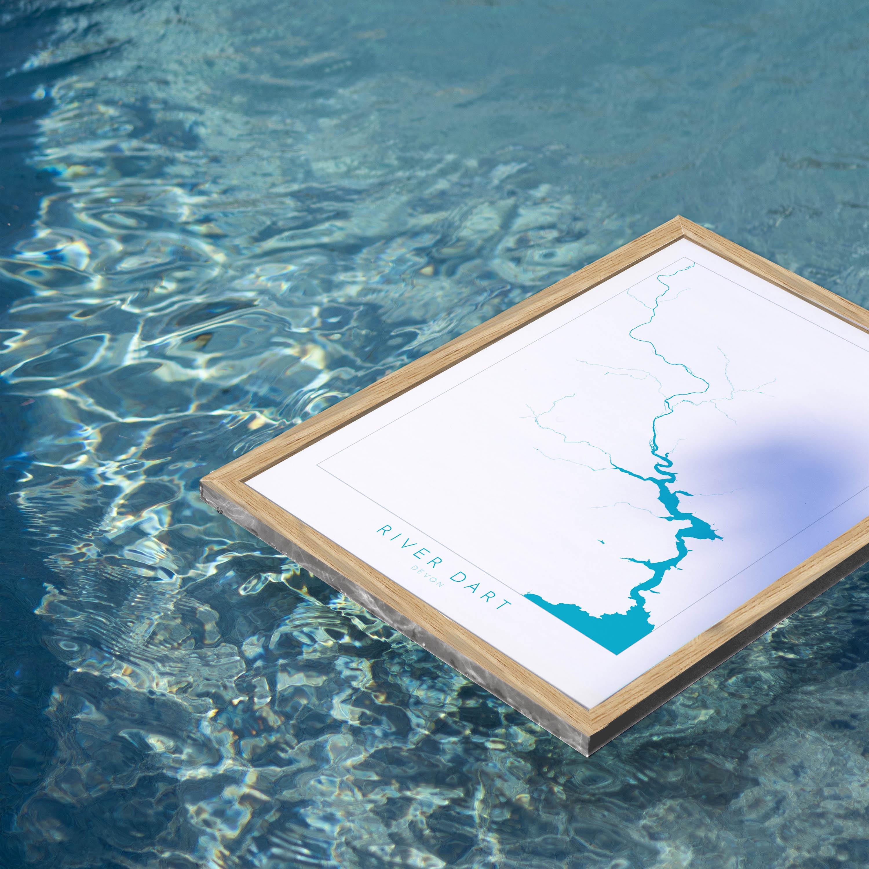 River Dart Print - Dartmouth Art, Devon Map, Dartmoor Travel Poster, Totnes Art, Kingswear, Devon Coast Print, South Devon