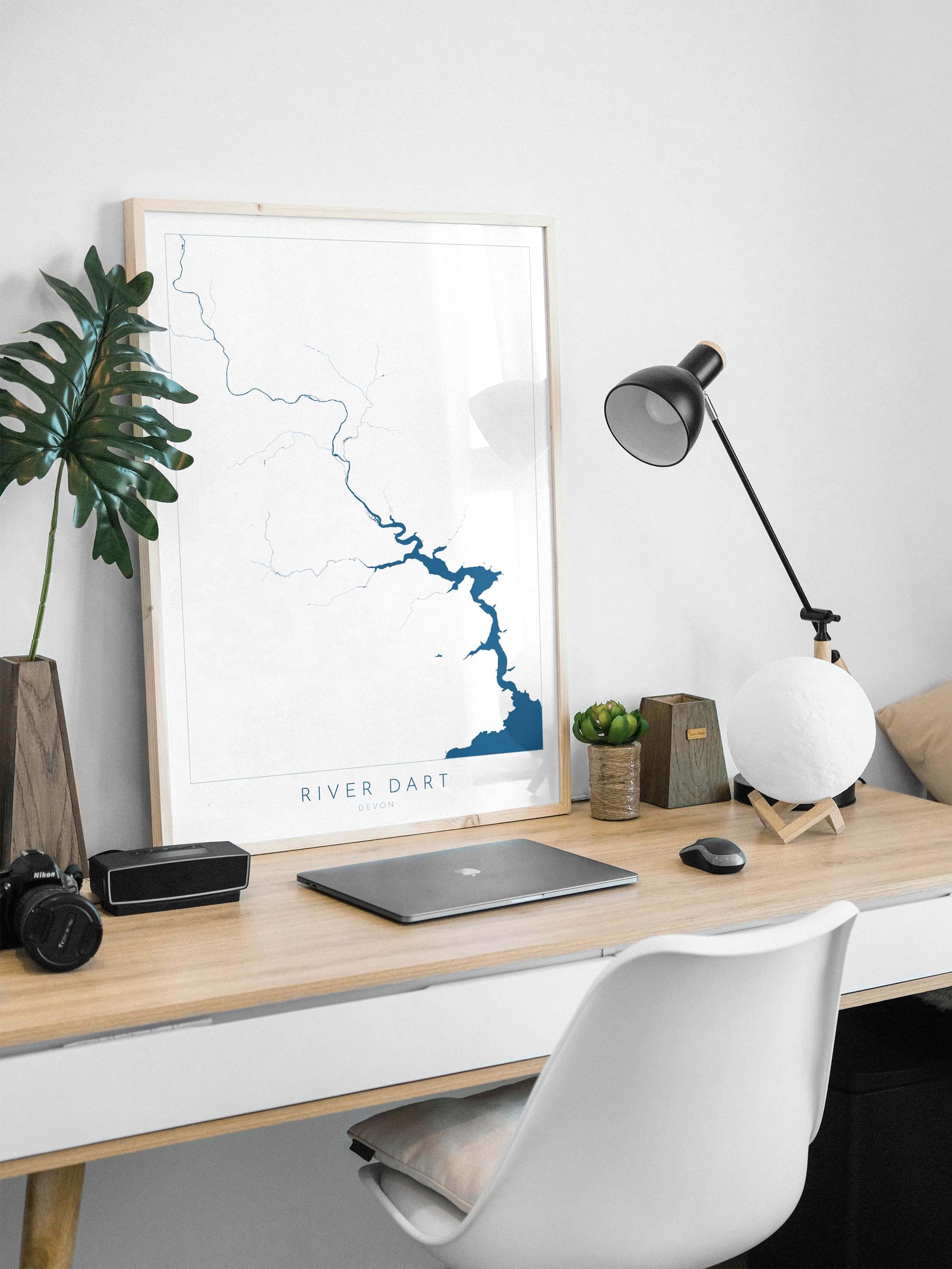 River Dart Print - Dartmouth Art, Devon Map, Dartmoor Travel Poster, Totnes Art, Kingswear, Devon Coast Print, South Devon