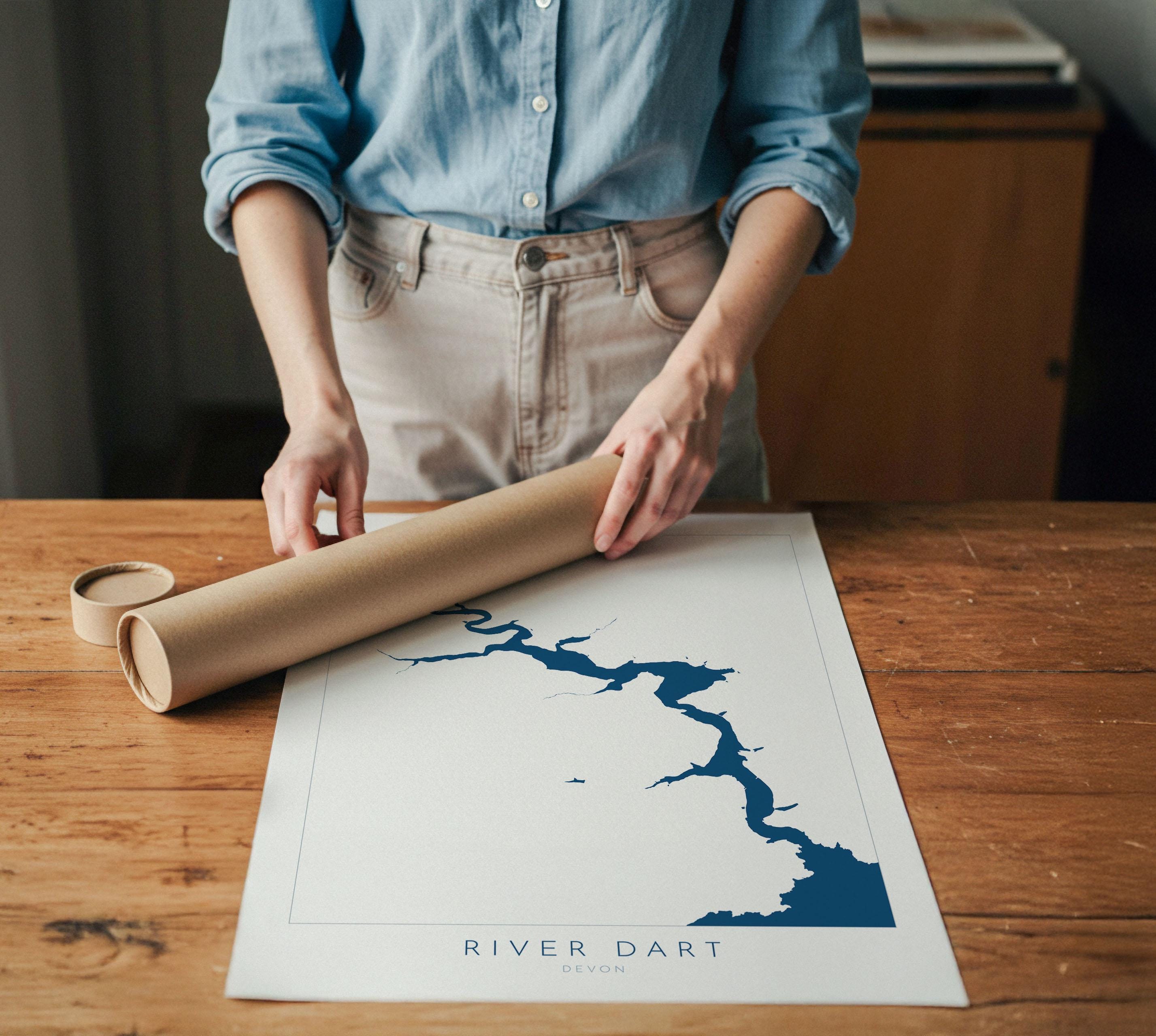River Dart Print - Dartmouth Art, Devon Map, Totnes Art, Kingswear Poster, Stoke Gabriel, Greenway, Devon Coast Print, South Devon