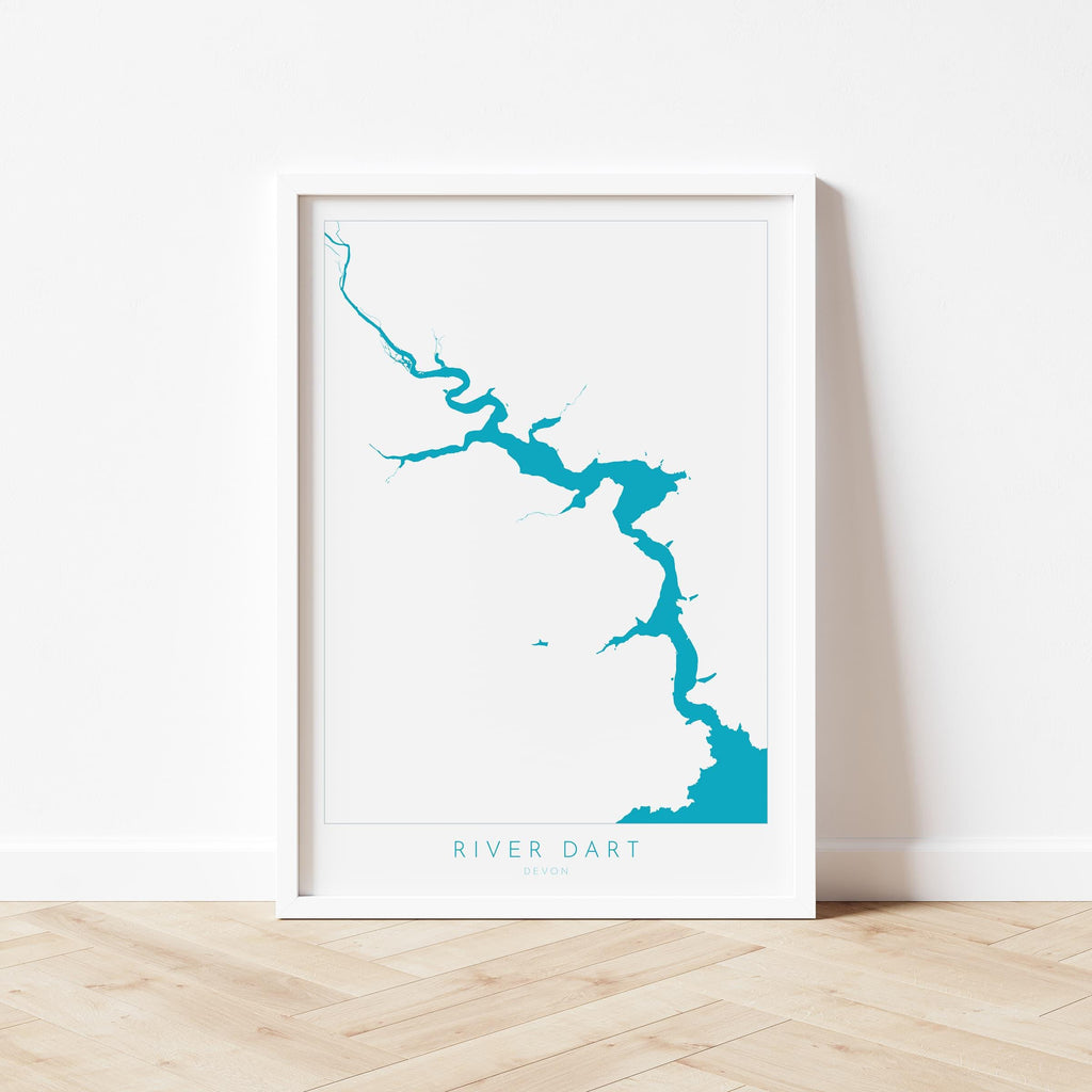 River Dart Print - Dartmouth Art, Devon Map, Totnes Art, Kingswear Poster, Stoke Gabriel, Greenway, Devon Coast Print, South Devon