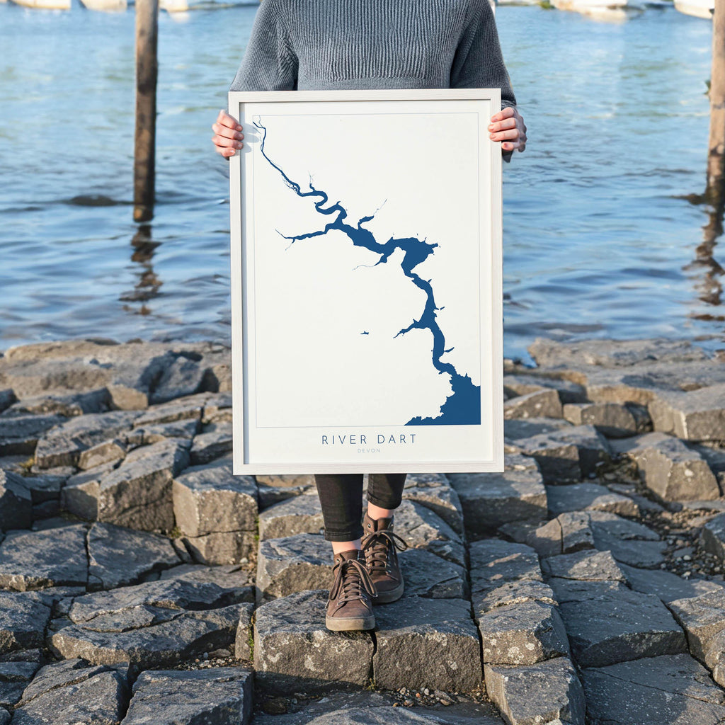 River Dart Print - Dartmouth Art, Devon Map, Totnes Art, Kingswear Poster, Stoke Gabriel, Greenway, Devon Coast Print, South Devon