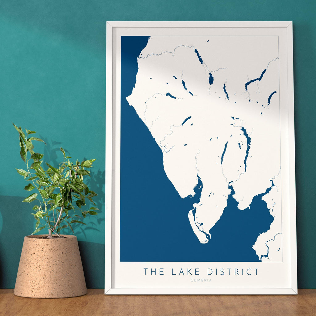 Lake District Print - Cumbria Map Art, The Lake District Travel Poster, The Lakes, National Park Print, Morecambe Bay