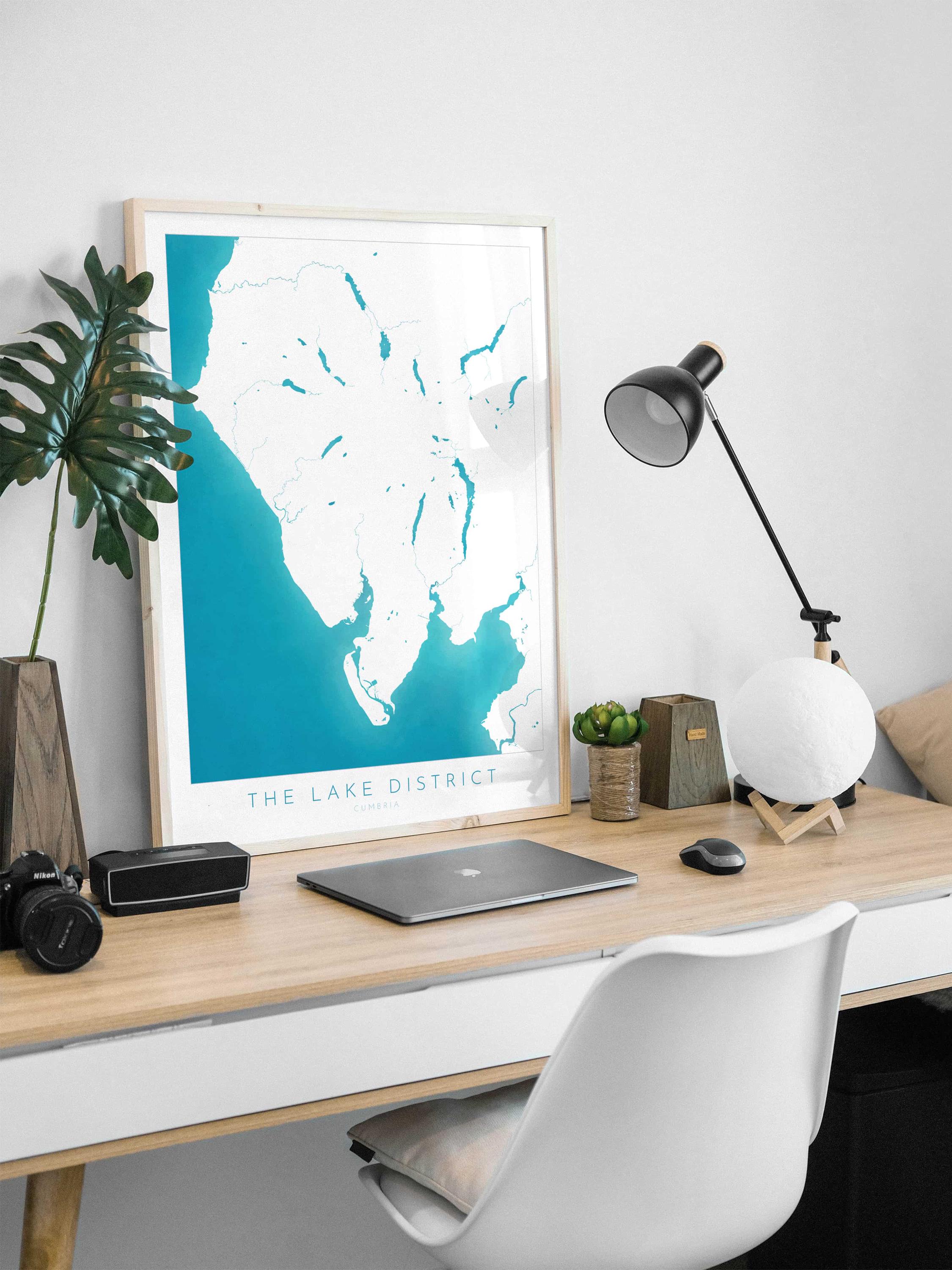 Lake District Print - Cumbria Map Art, The Lake District Travel Poster, The Lakes, National Park Print, Morecambe Bay