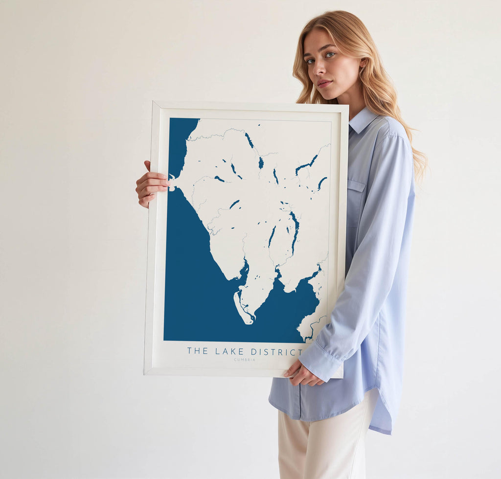 Lake District Print - Cumbria Map Art, The Lake District Travel Poster, The Lakes, National Park Print, Morecambe Bay