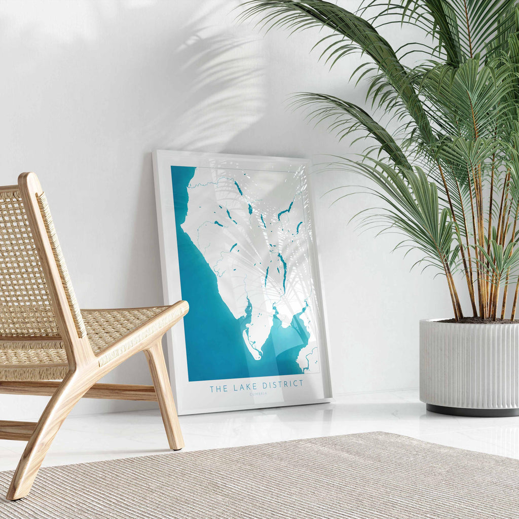 Lake District Print - Cumbria Map Art, The Lake District Travel Poster, The Lakes, National Park Print, Morecambe Bay